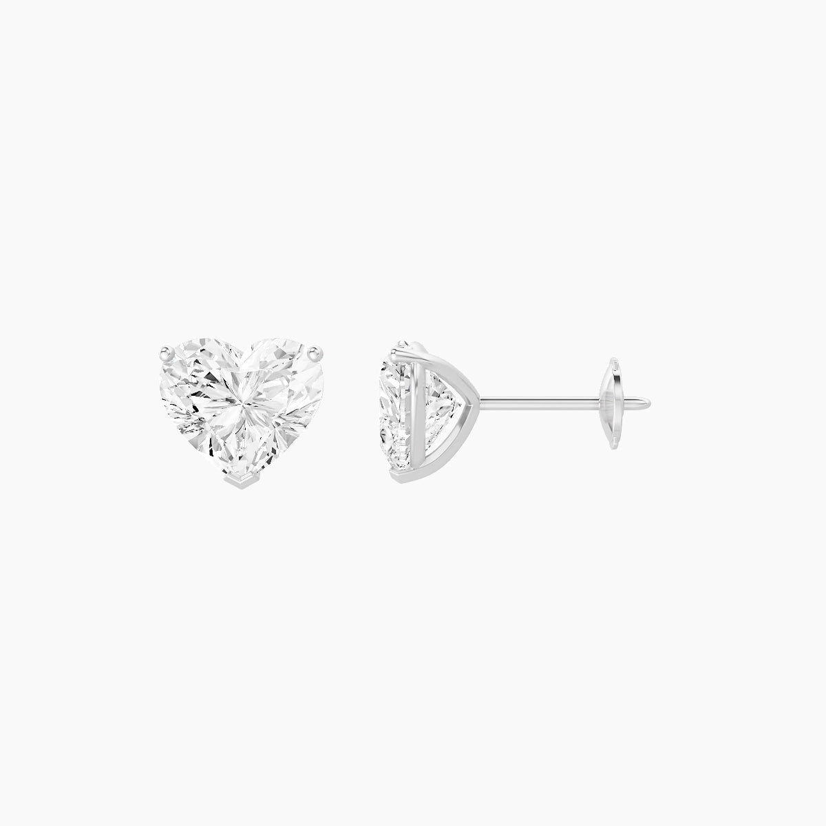 18k White Gold 2ct Heart White Lab Diamond Stud Earrings