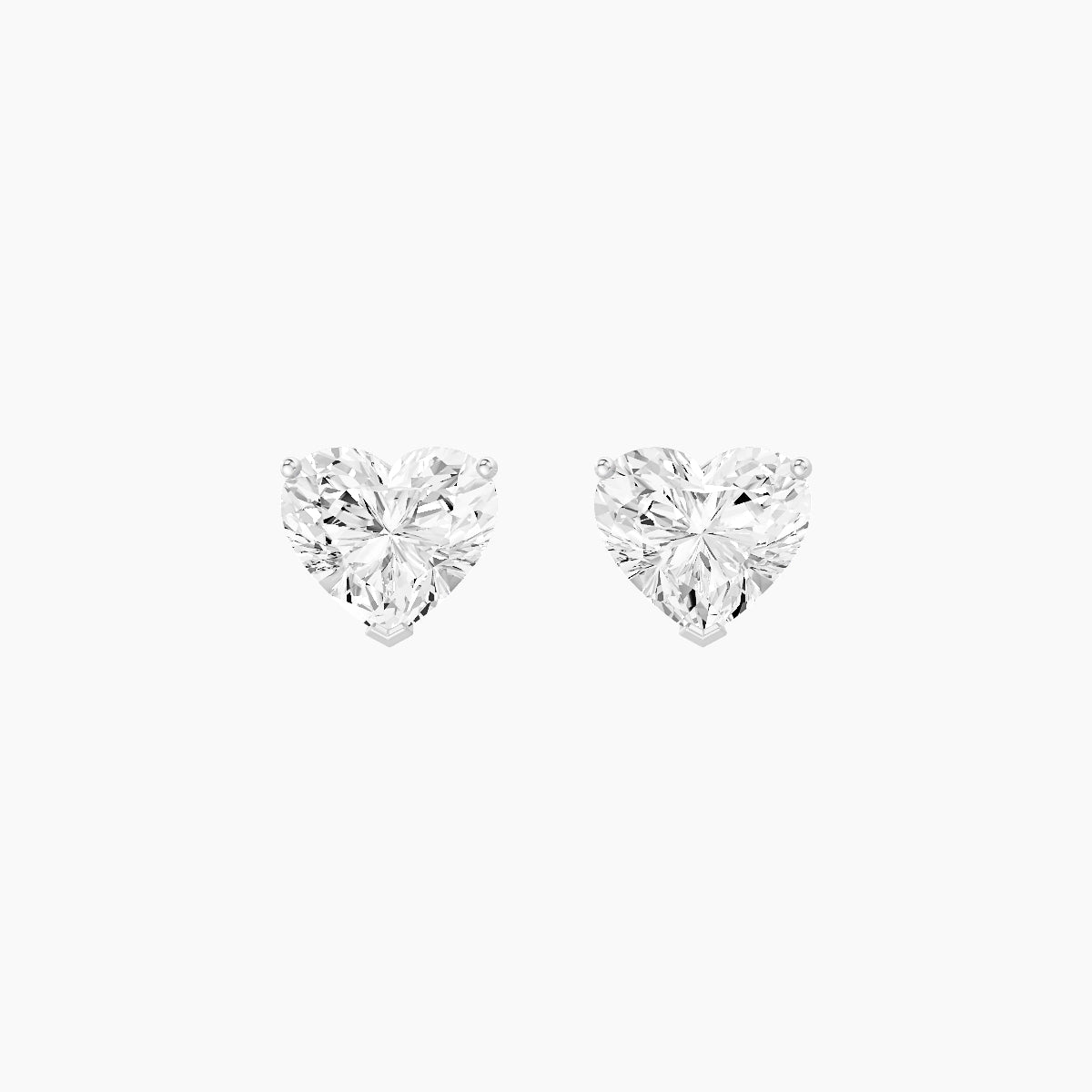 18k White Gold 2ct Heart White Lab Diamond Stud Earrings