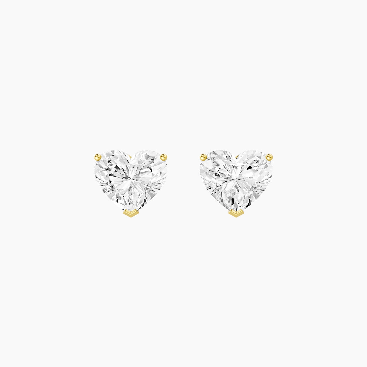 18k Yellow Gold 2ct Heart White Lab Diamond Stud Earrings