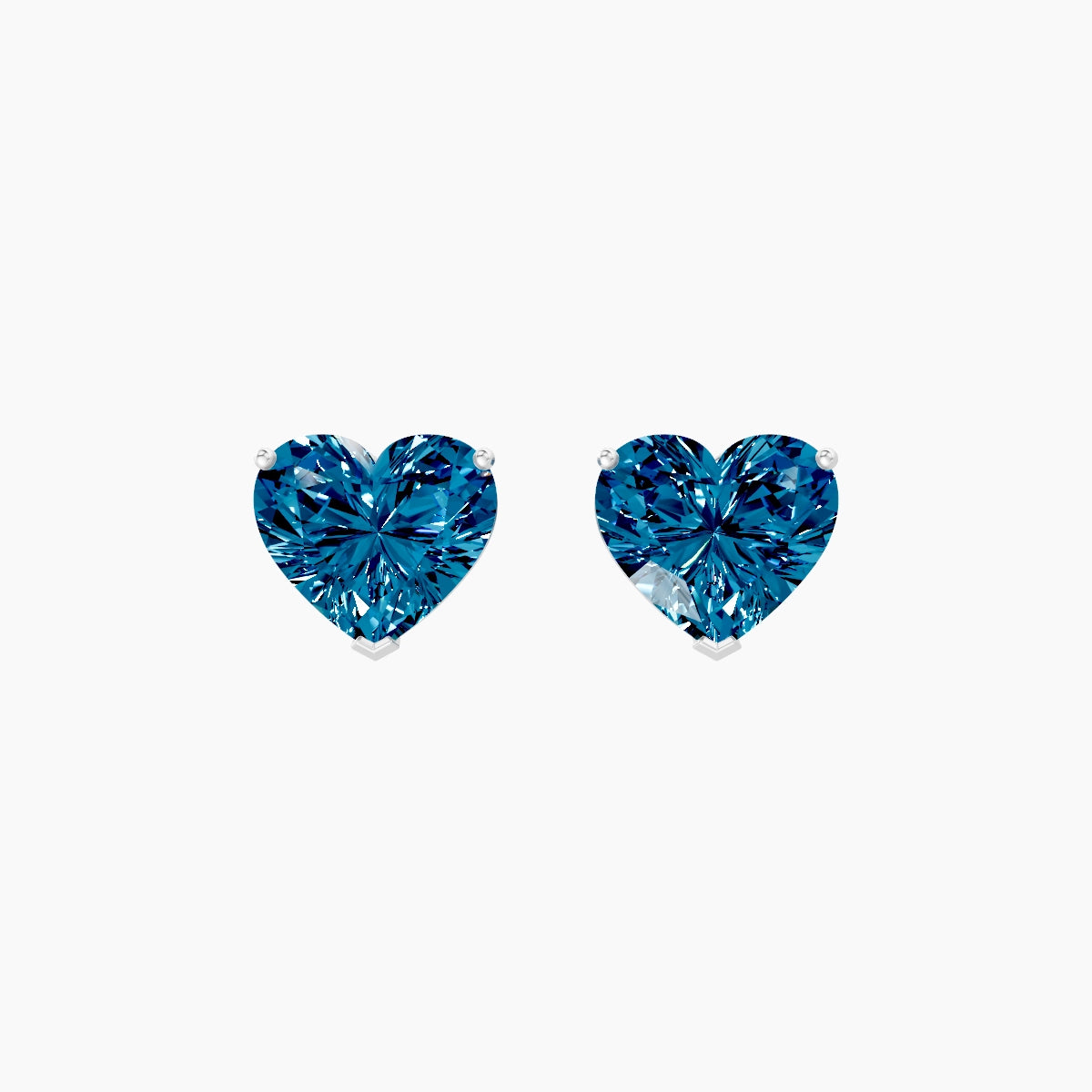 18k White Gold 3ct Heart Blue Lab Diamond Stud Earrings
