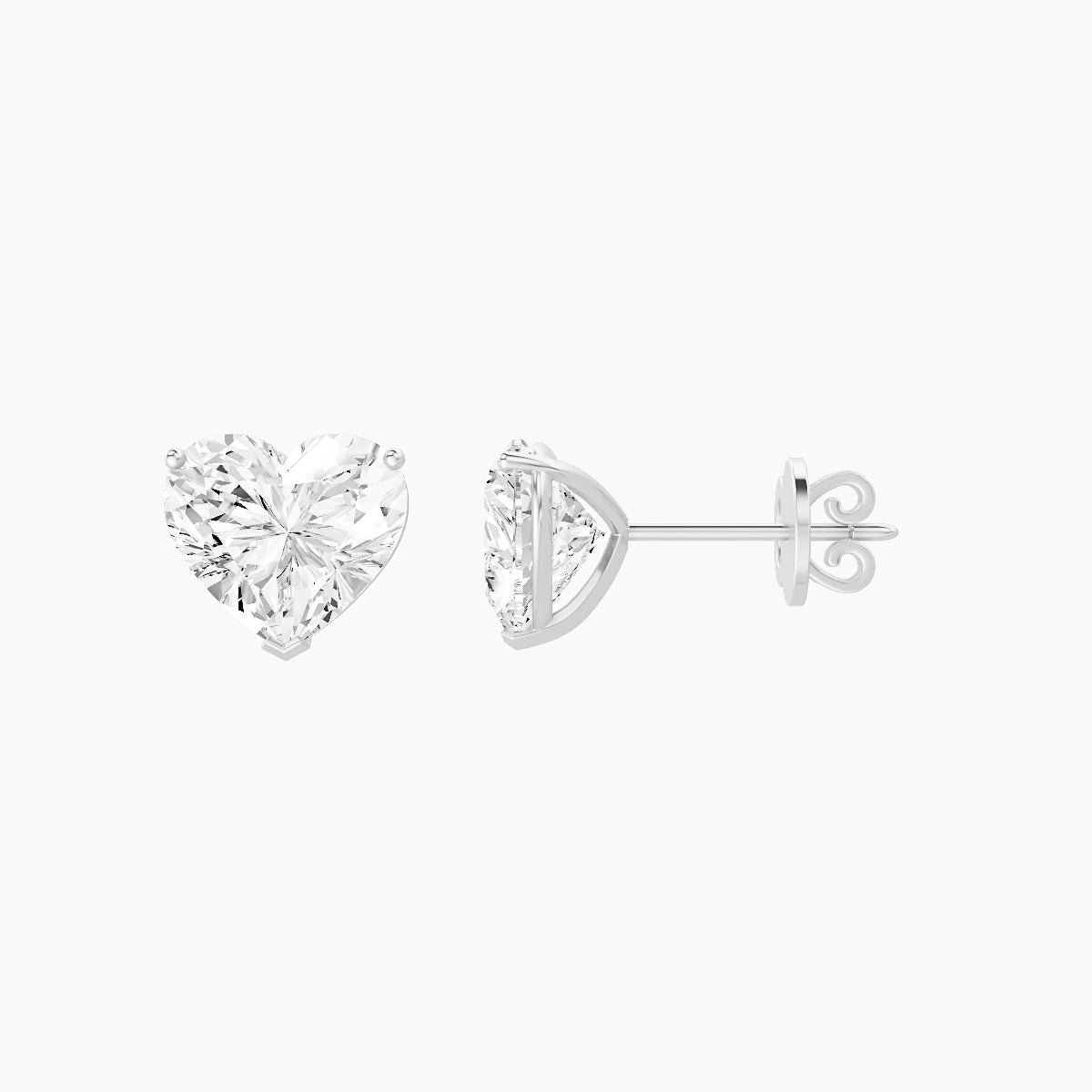 18k White Gold 3ct Heart White Lab Diamond Stud Earrings