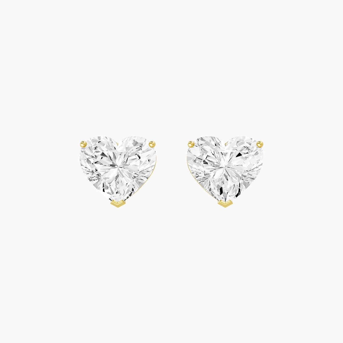 18k Yellow Gold 3ct Heart White Lab Diamond Stud Earrings