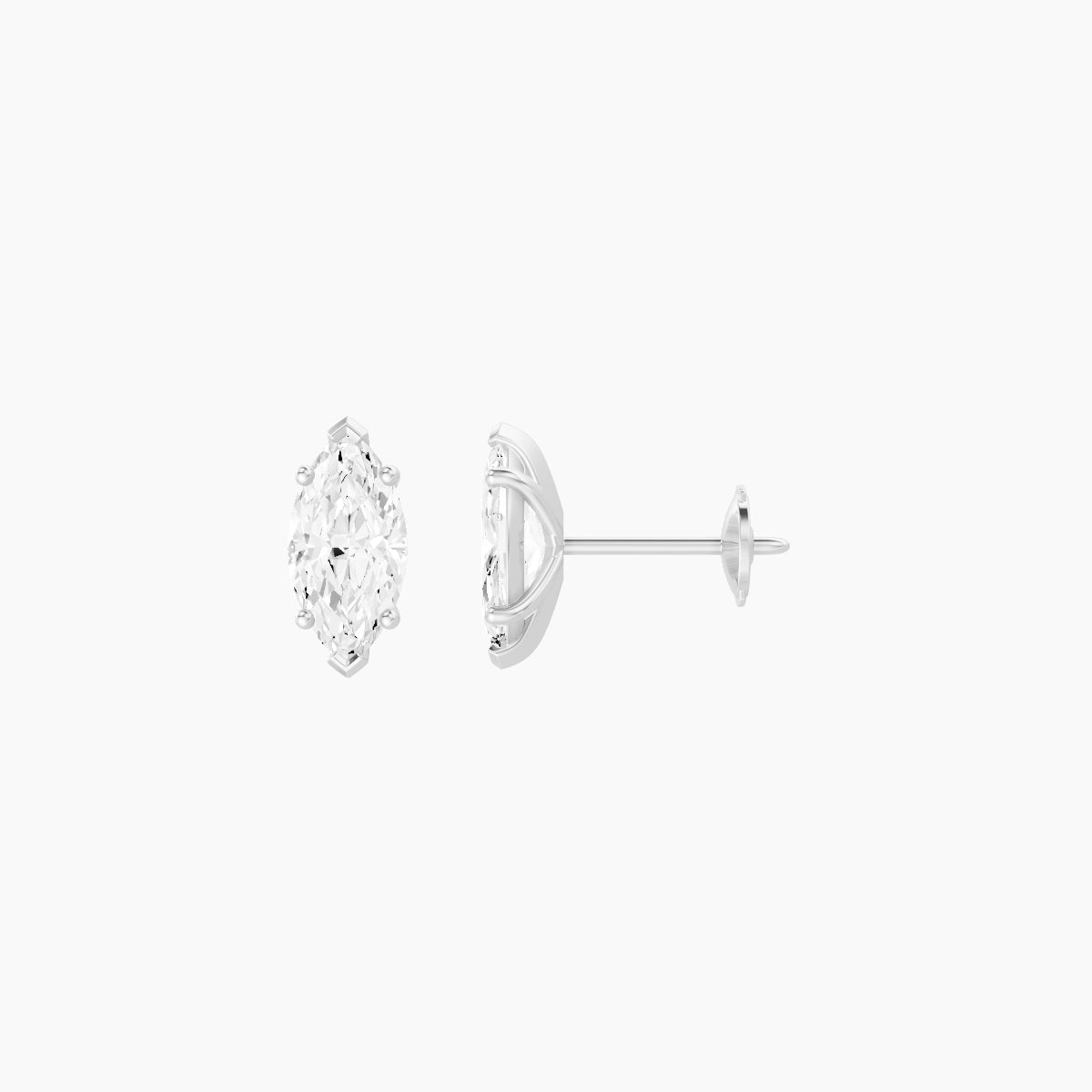 18k White Gold 1ct Marquise White Lab Diamond Stud Earrings