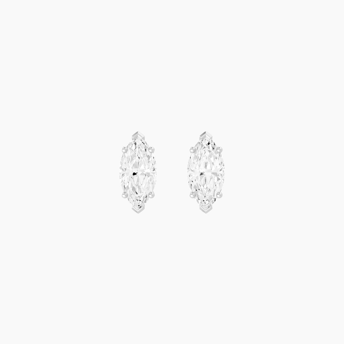 18k White Gold 1ct Marquise White Lab Diamond Stud Earrings