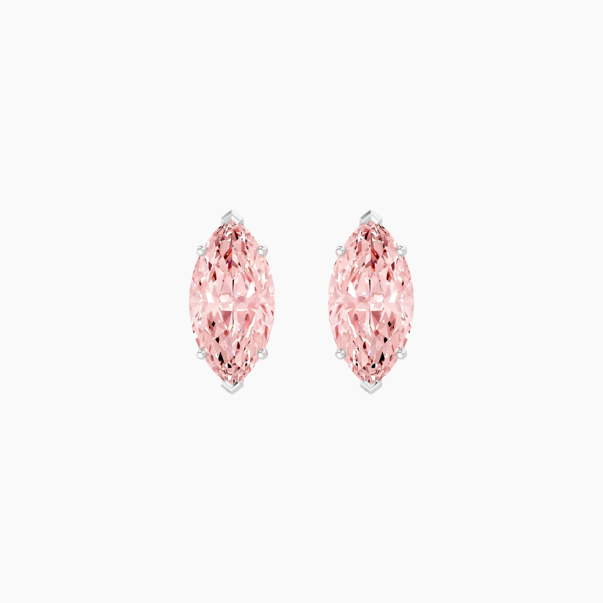 18k White Gold 2ct Marquise Pink Lab Diamond Stud Earrings