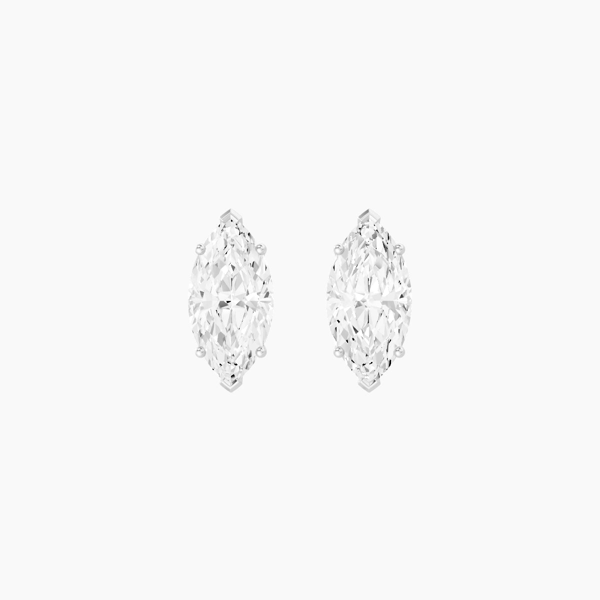 18k White Gold 2ct Marquise White Lab Diamond Stud Earrings