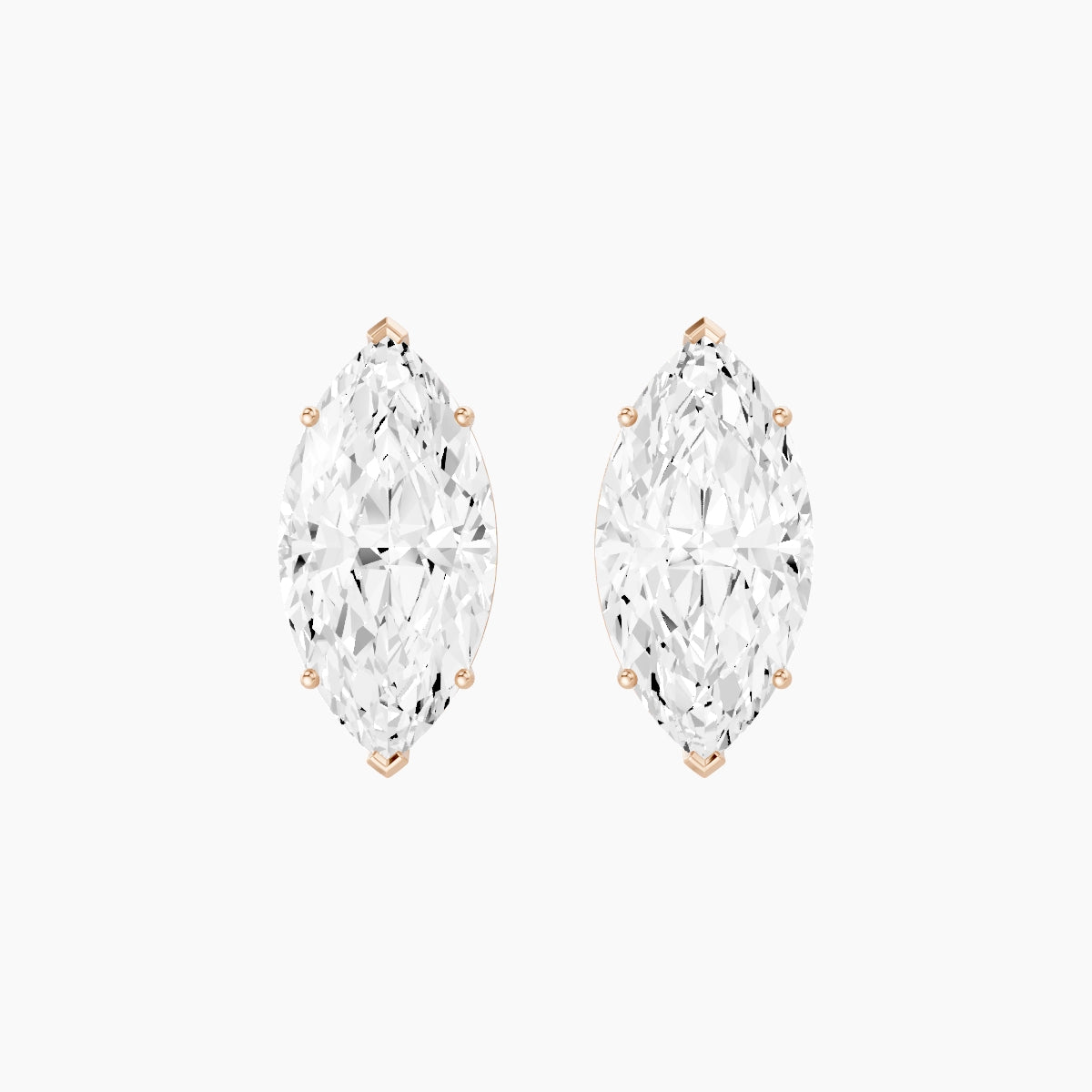 18k Rose Gold 5ct Marquise White Lab Diamond Stud Earrings
