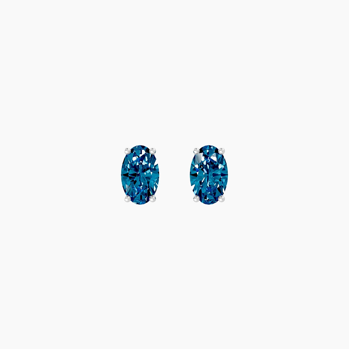 18k White Gold 1ct Oval Blue Lab Diamond Stud Earrings