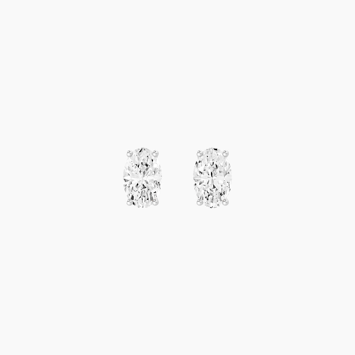 18k White Gold 1ct Oval White Lab Diamond Stud Earrings