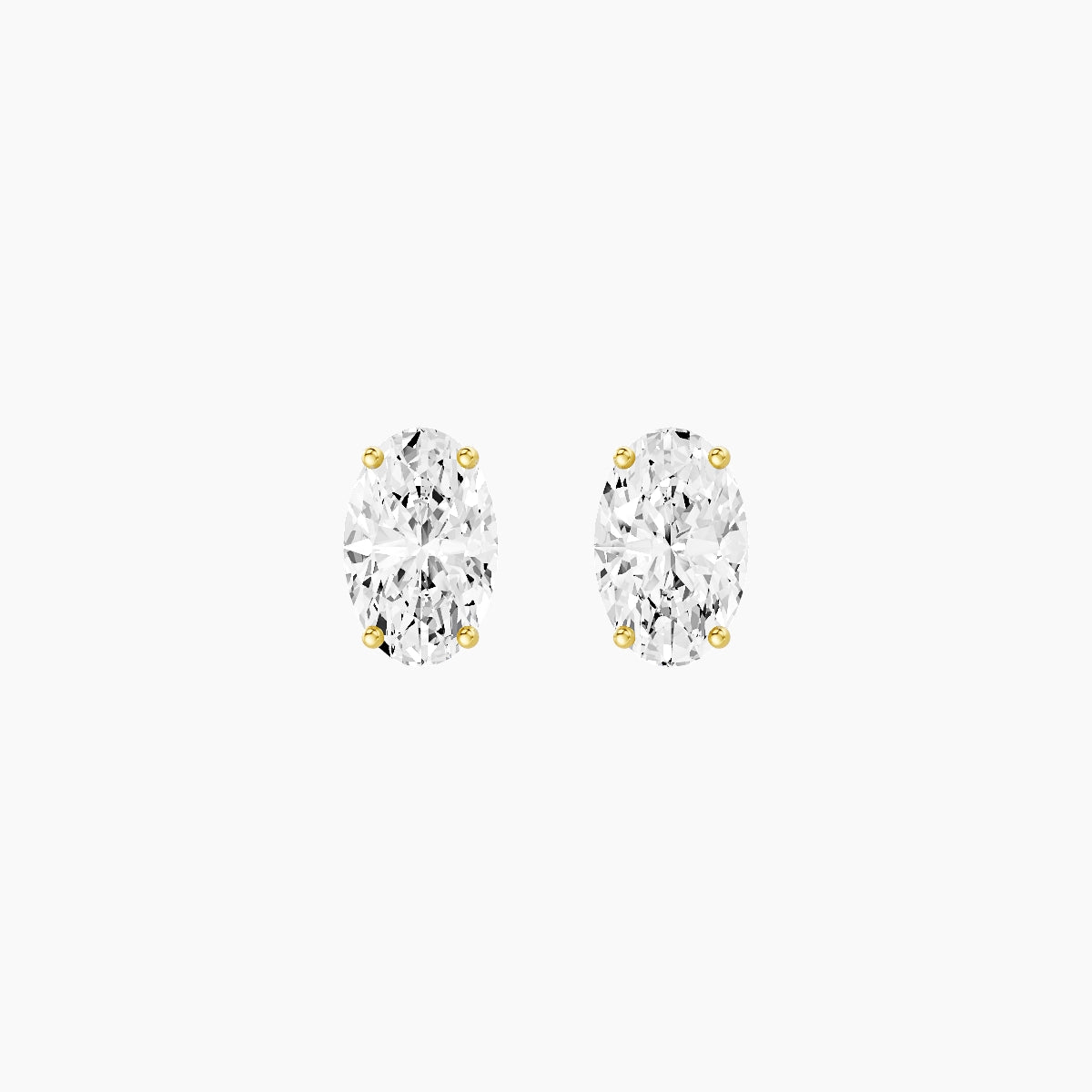 18k Yellow Gold 2ct Oval White Lab Diamond Stud Earrings
