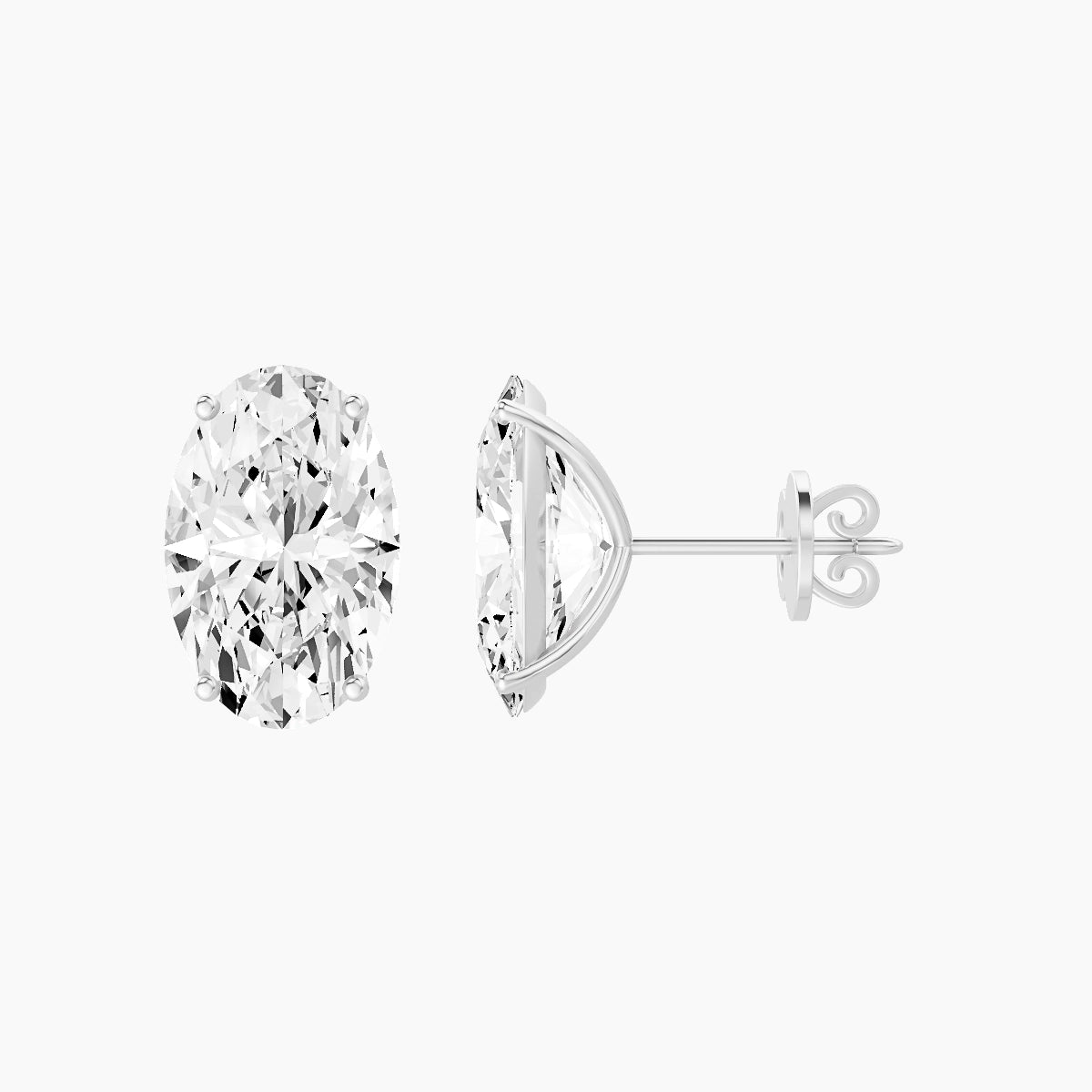 18k White Gold 5ct Oval White Lab Diamond Stud Earrings