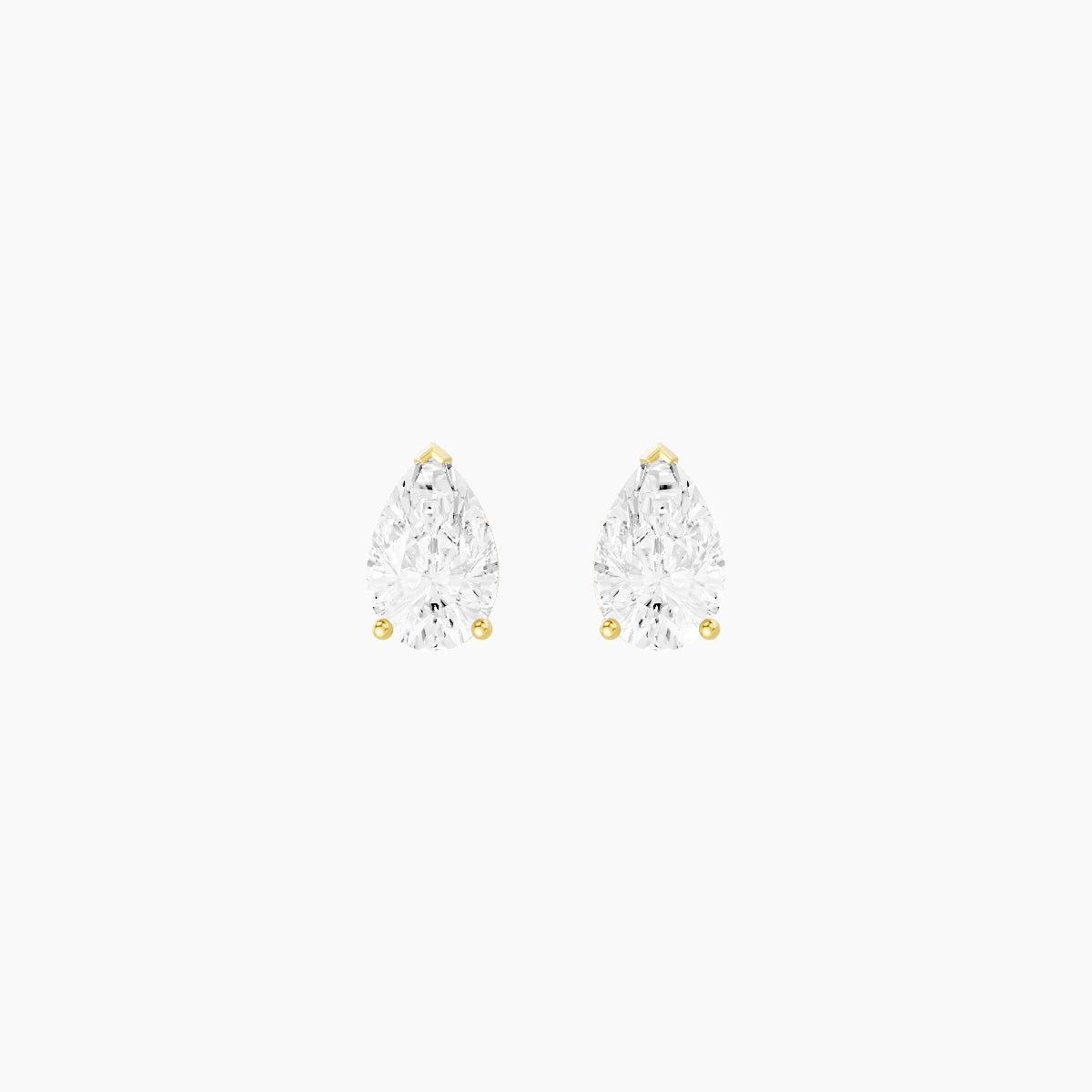 18k Yellow Gold 1ct Pear White Lab Diamond Stud Earrings