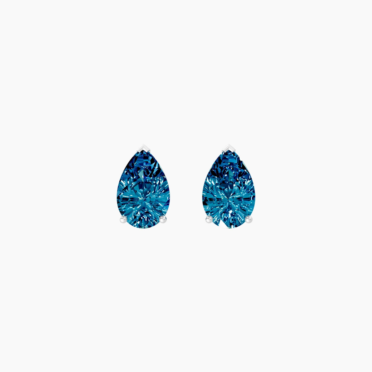 18k White Gold 2ct Pear Blue Lab Diamond Stud Earrings