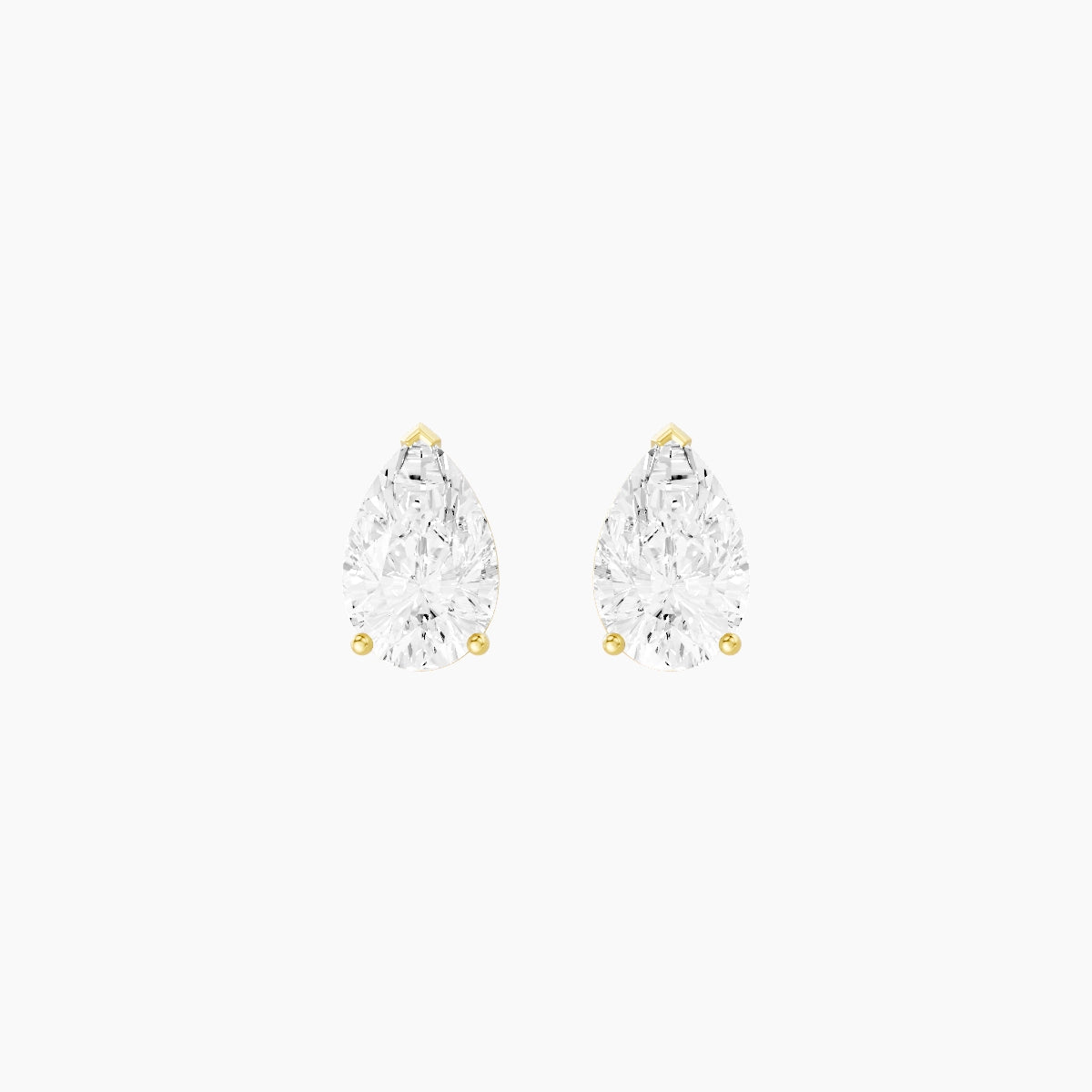 18k Yellow Gold 2ct Pear White Lab Diamond Stud Earrings