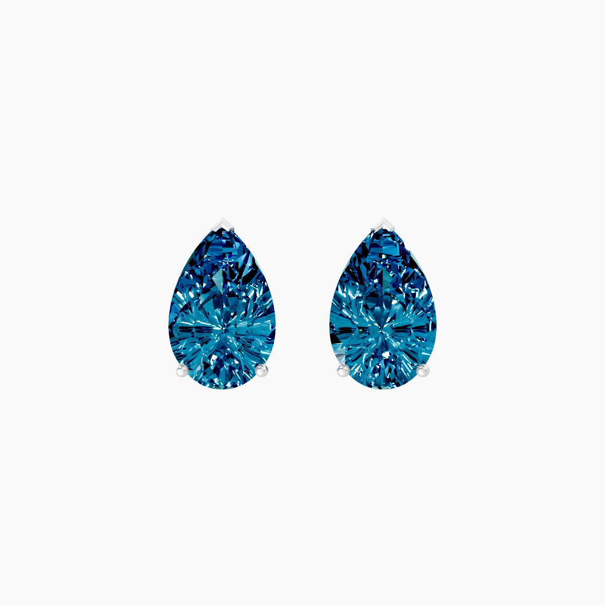 18k White Gold 3ct Pear Blue Lab Diamond Stud Earrings