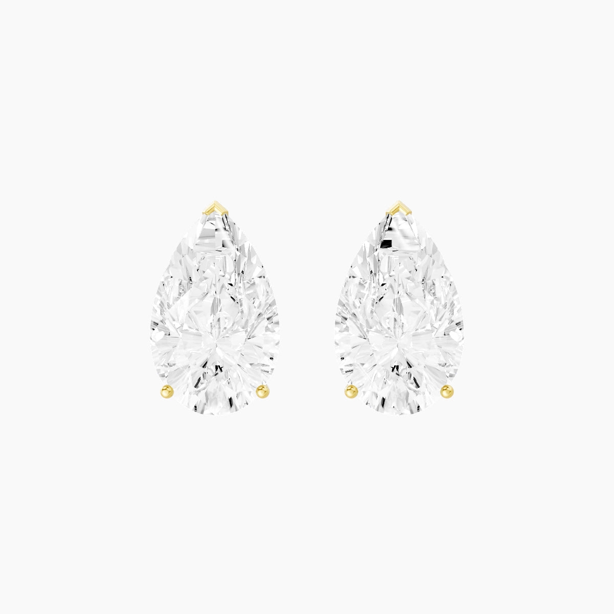 18k Yellow Gold 5ct Pear White Lab Diamond Stud Earrings