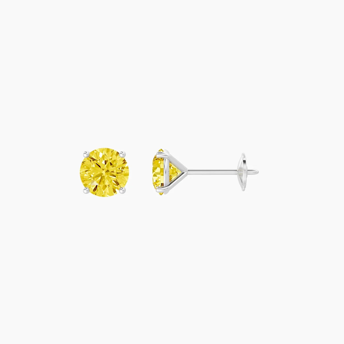 18k White Gold 1ct Round Yellow Lab Diamond Stud Earrings