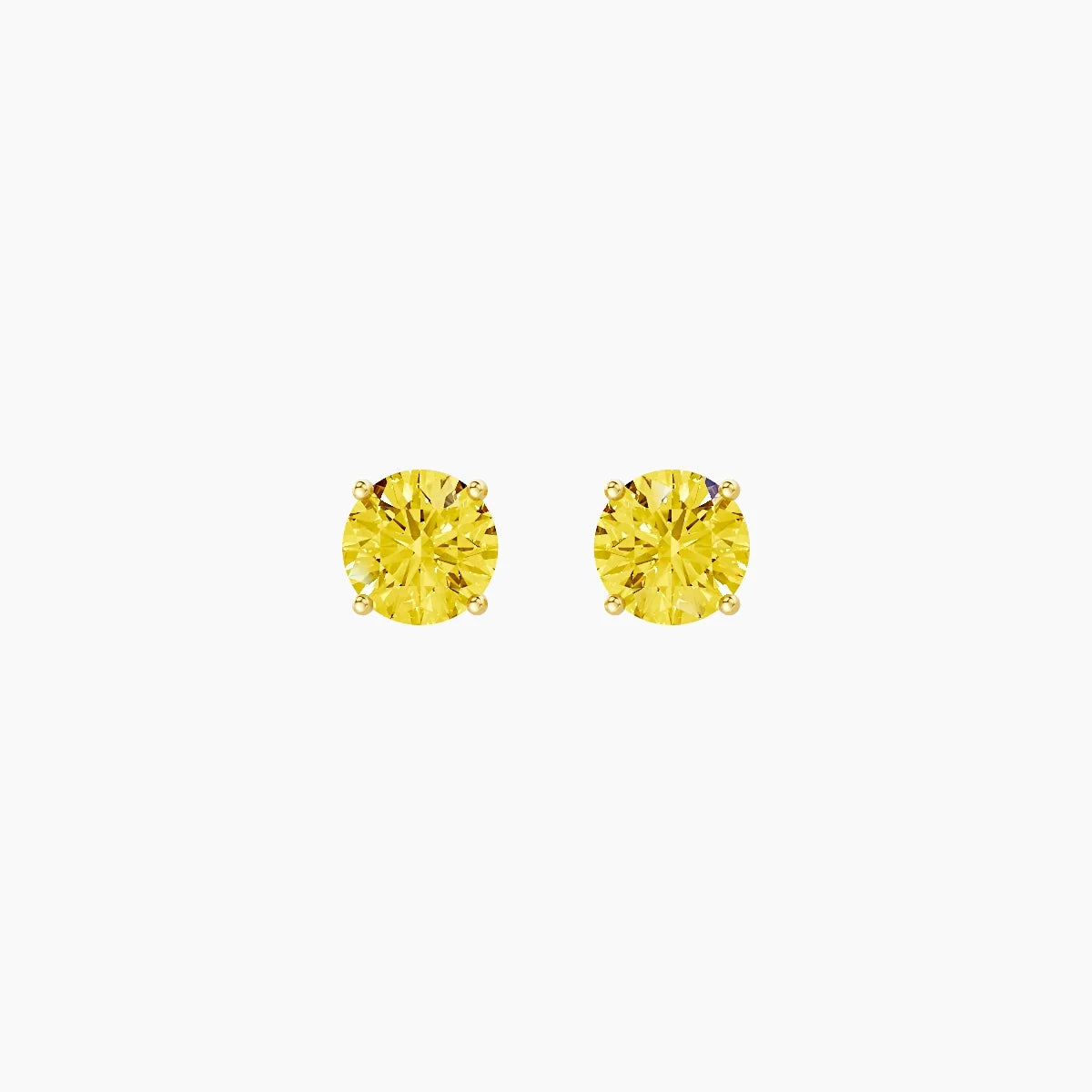18k Yellow Gold 1ct Round Yellow Lab Diamond Stud Earrings