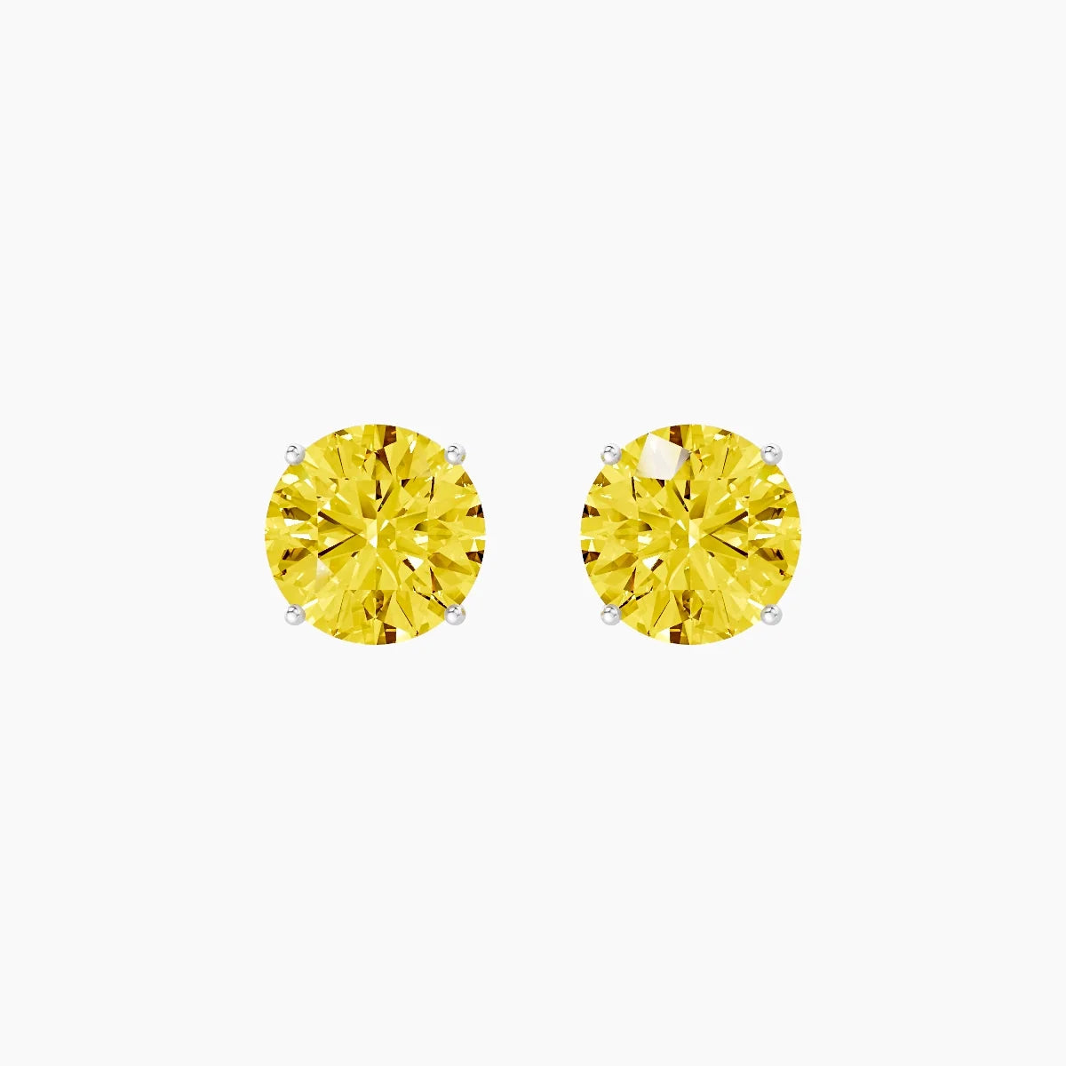 18k White Gold 3ct Round Yellow Lab Diamond Stud Earrings