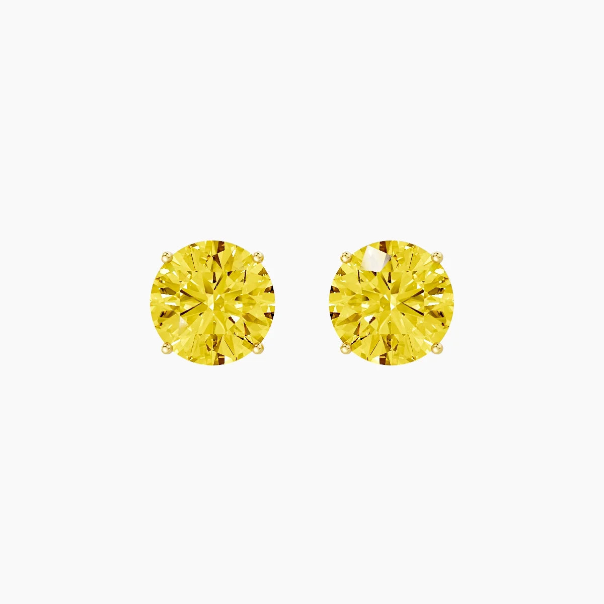 18k Yellow Gold 3ct Round Yellow Lab Diamond Stud Earrings