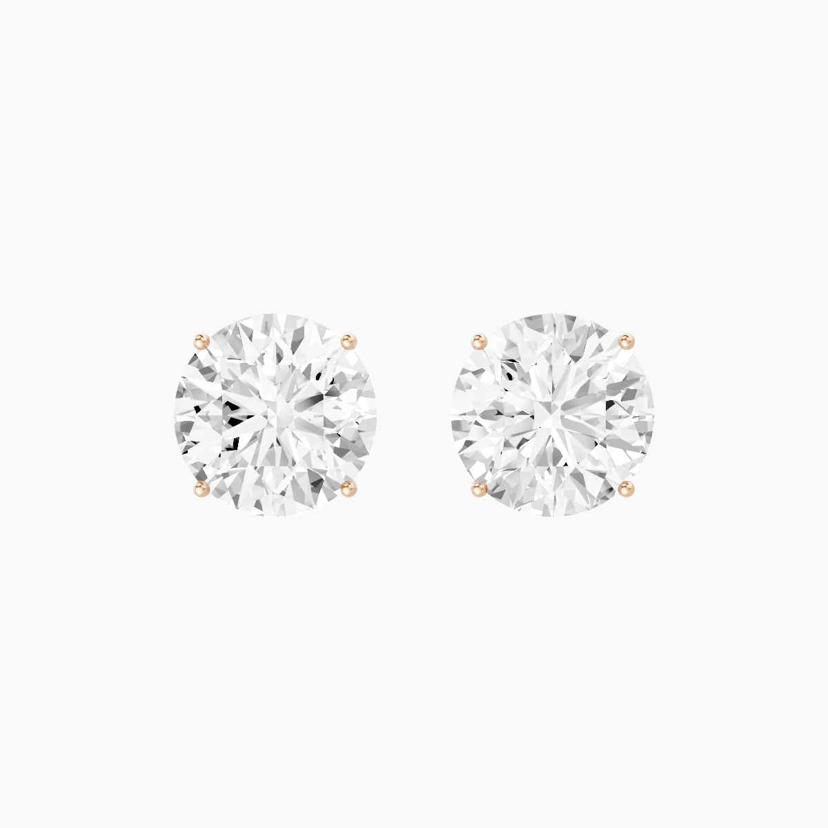 18k Rose Gold 5ct Round White Lab Diamond Stud Earrings
