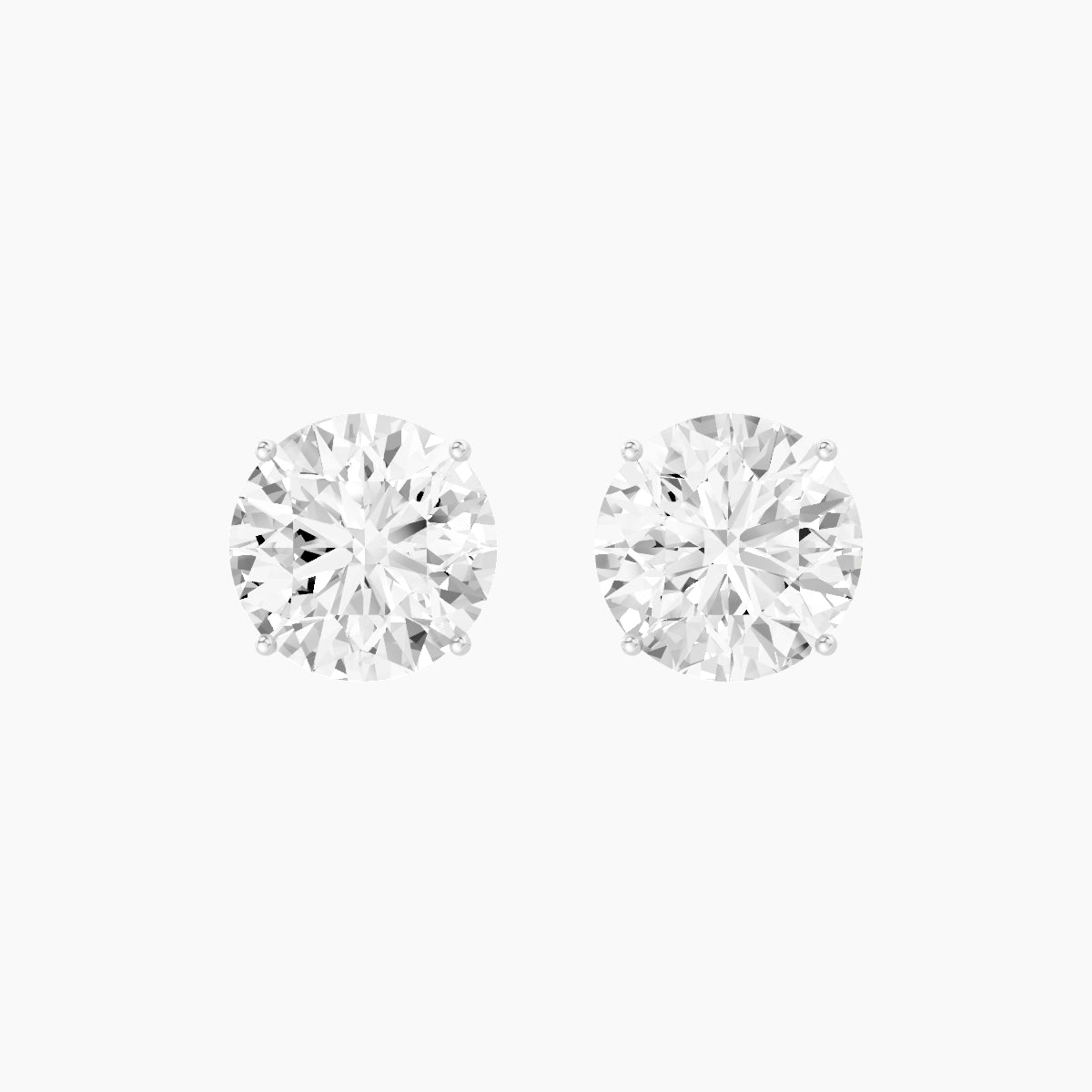 18k White Gold 5ct Round White Lab Diamond Stud Earrings