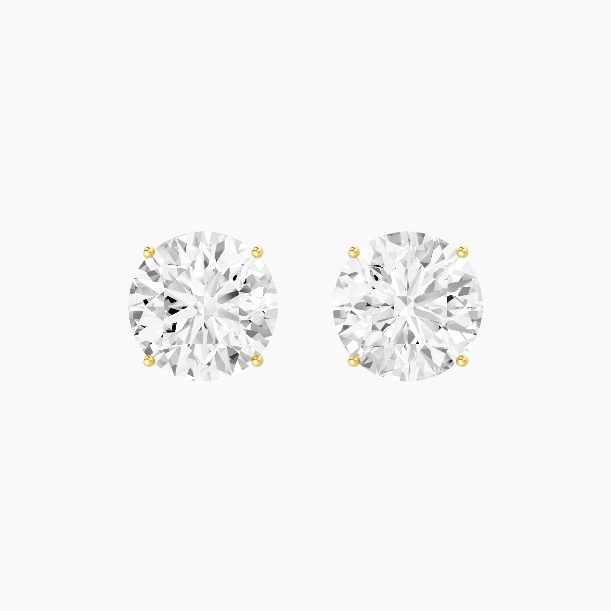 18k Yellow Gold 5ct Round White Lab Diamond Stud Earrings