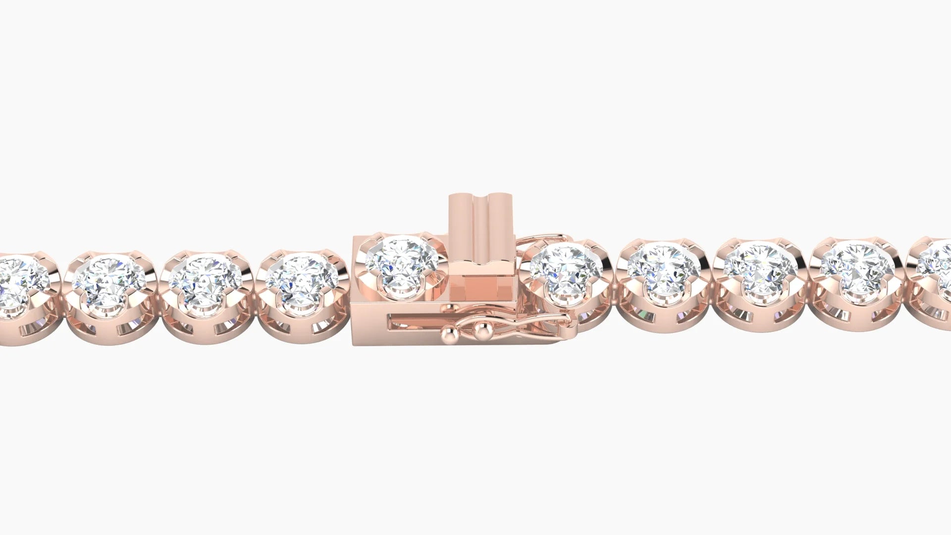 Wide Prong Setting | 18k Rose Gold 3.4 mm White Lab Diamond Round Tennis Bracelet