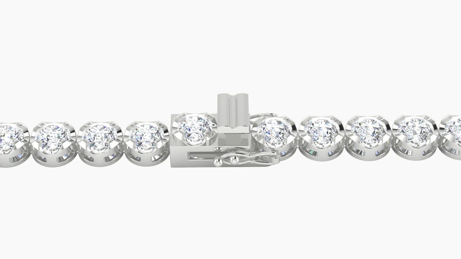 Wide Prong Setting | 18k White Gold 3.4 mm White Lab Diamond Round Tennis Bracelet