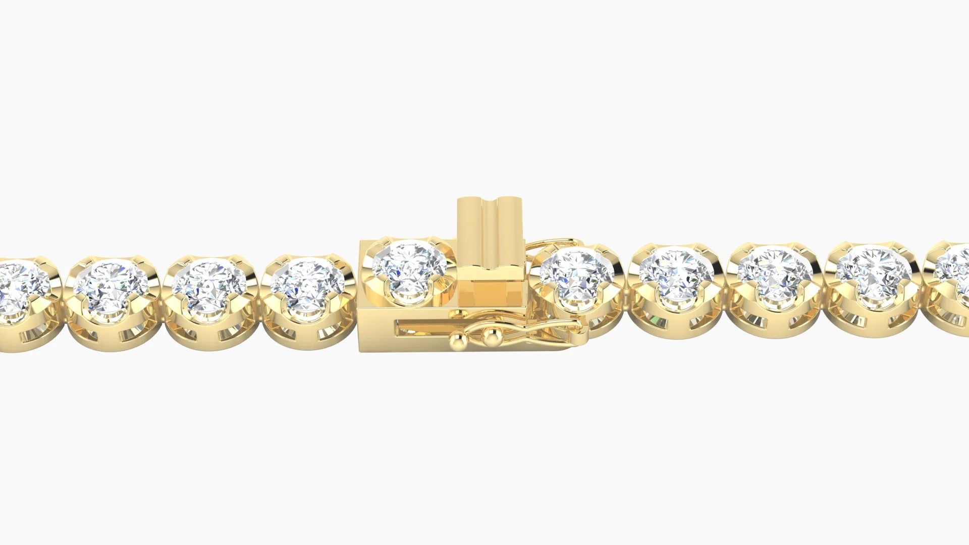 Wide Prong Setting | 18k Yellow Gold 3.4 mm White Lab Diamond Round Tennis Bracelet