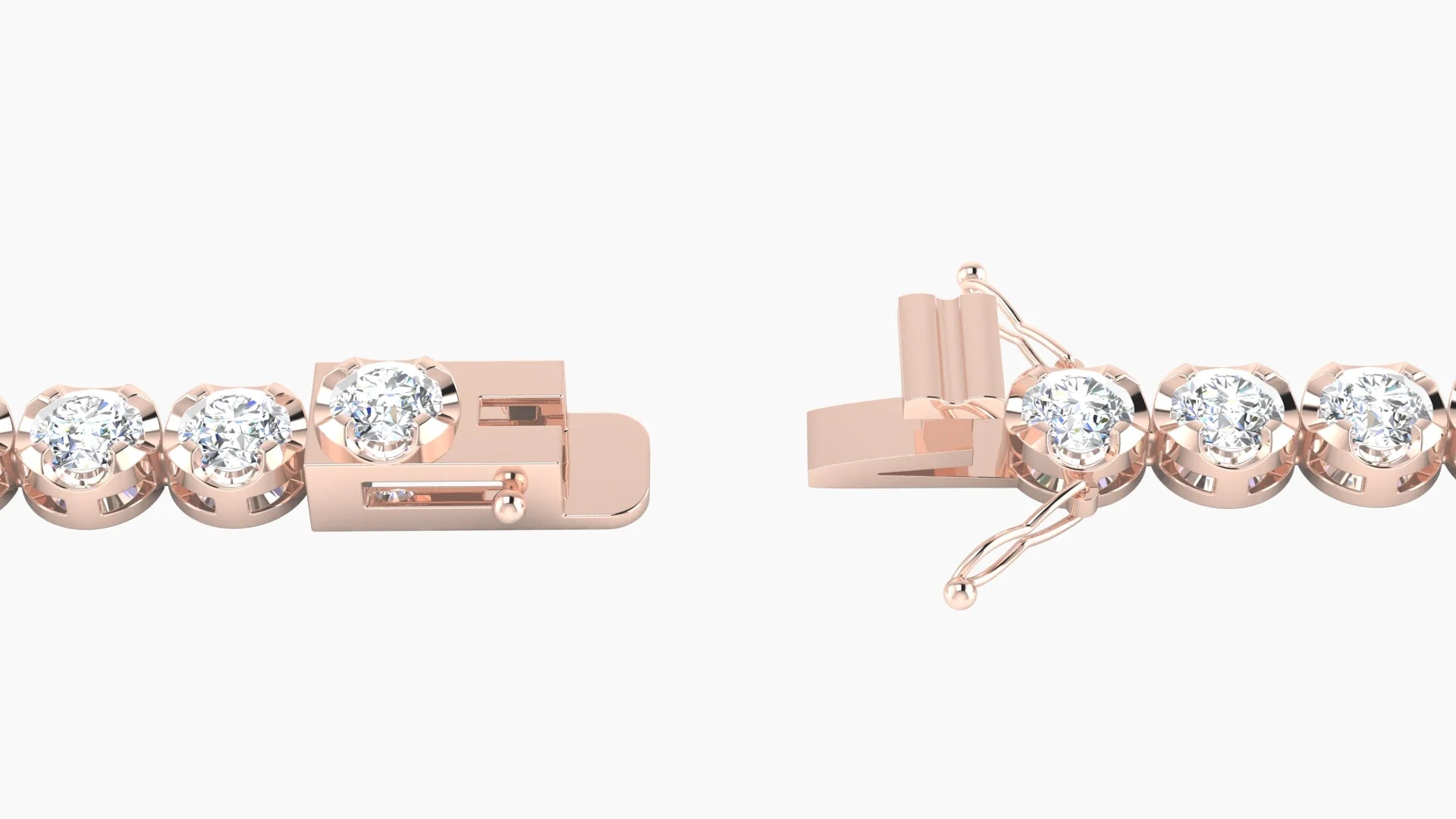 Wide Prong Setting | 18k Rose Gold 3.4 mm White Lab Diamond Round Tennis Bracelet