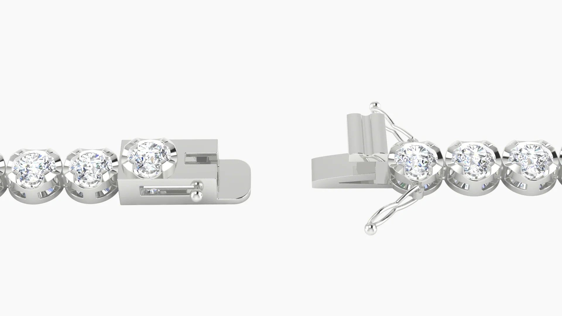 Wide Prong Setting | 18k White Gold 3.4 mm White Lab Diamond Round Tennis Bracelet