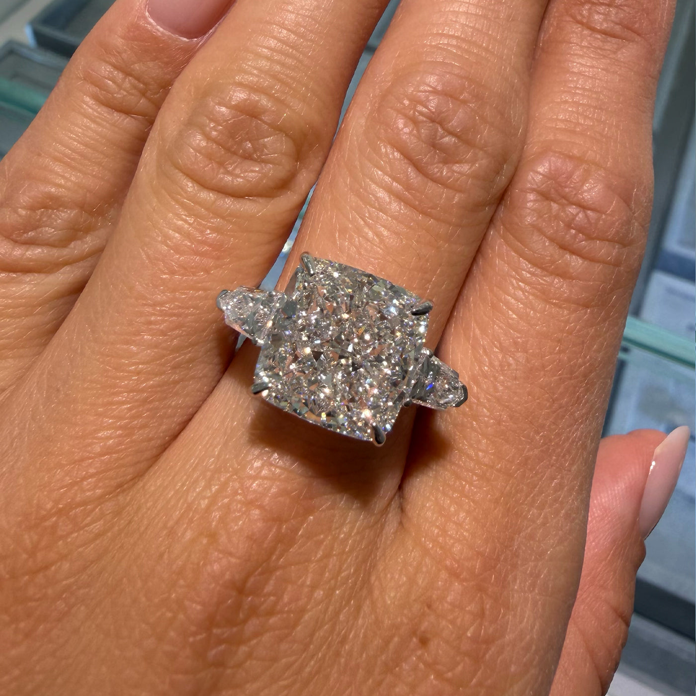 10.54ct Square Cushion Lab Diamond Classic Trilogy
