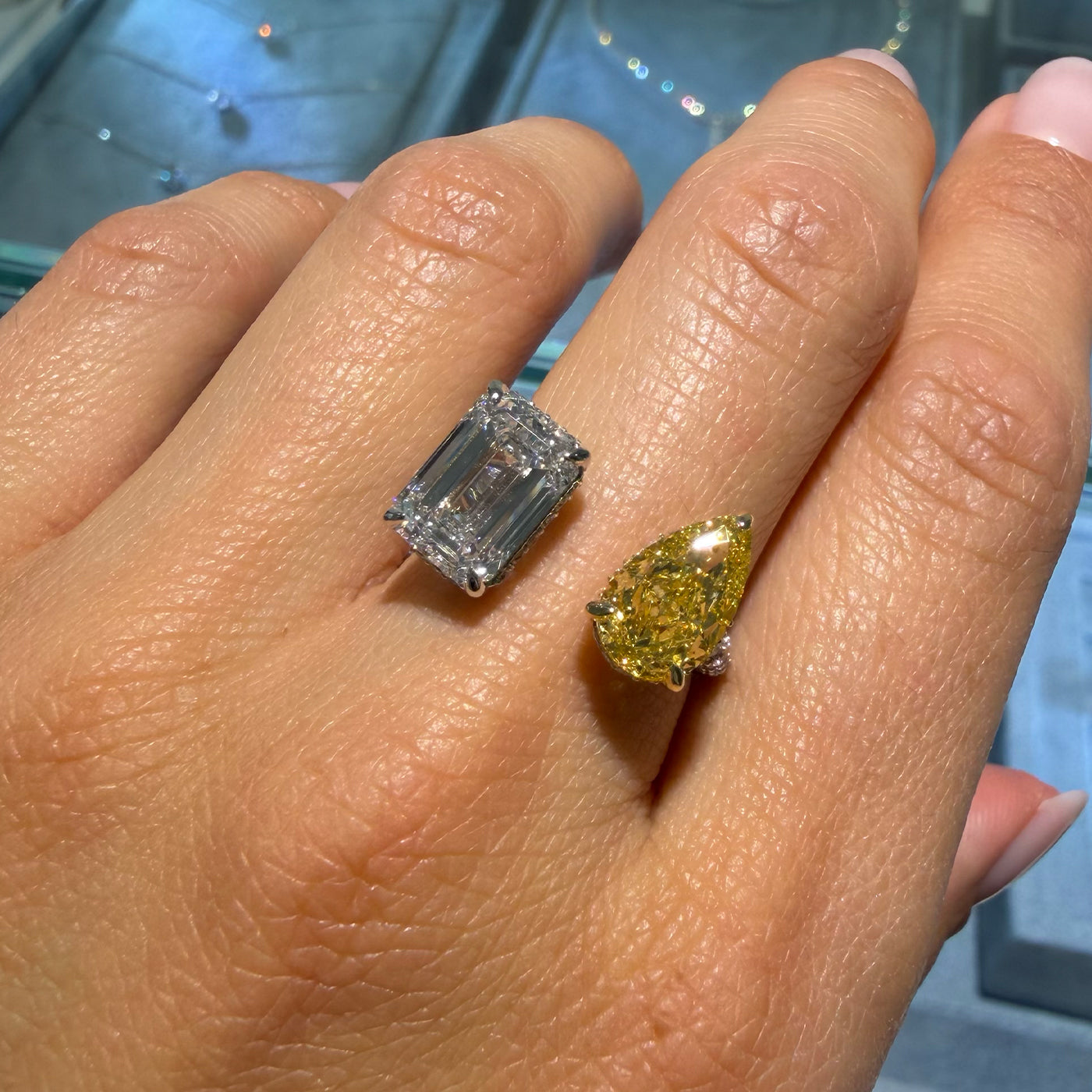 2.08ct Pear - Emerald Lab Diamonds Toi & Moi Ring
