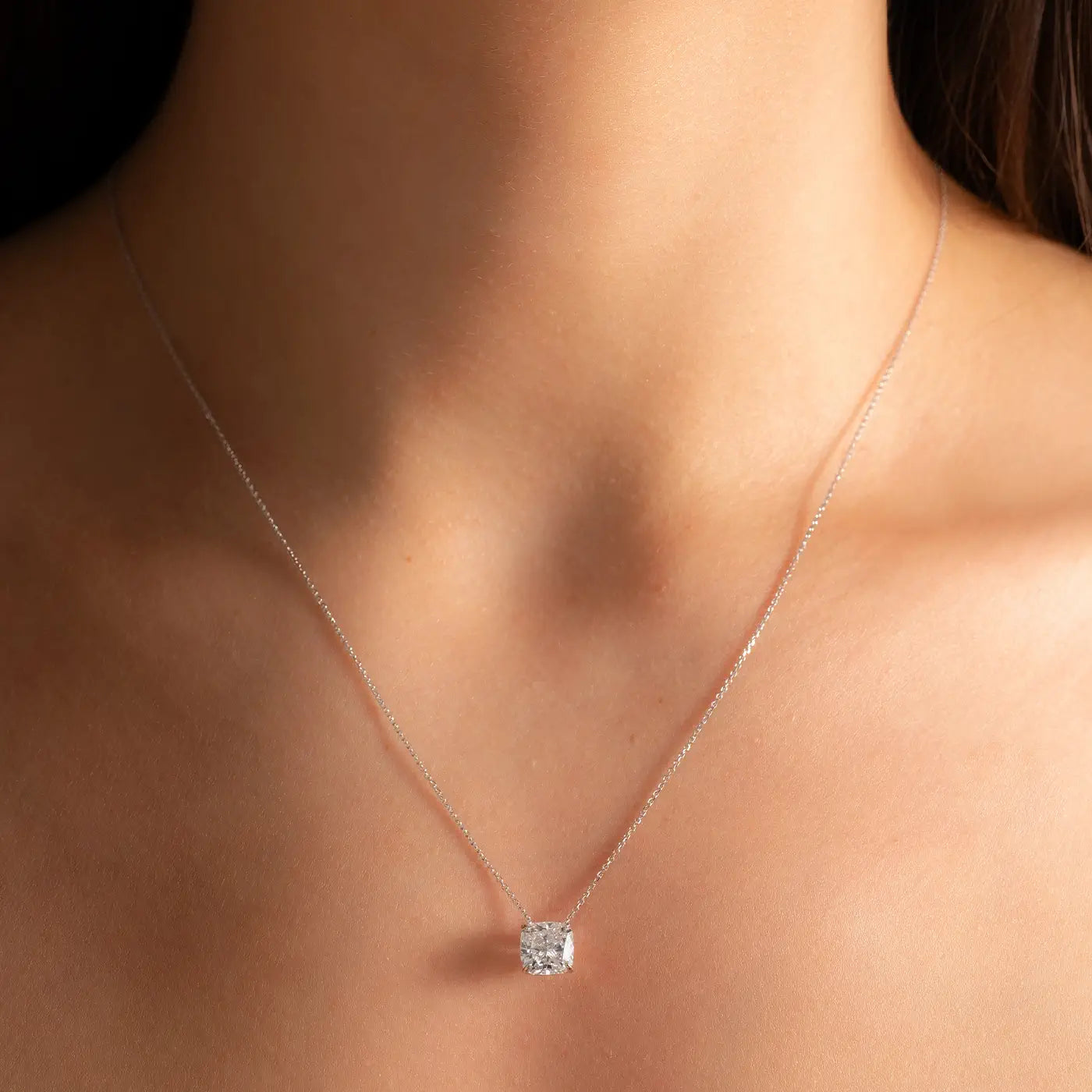 2.53ct Square Cushion Lab Diamond Solitaire Pendant