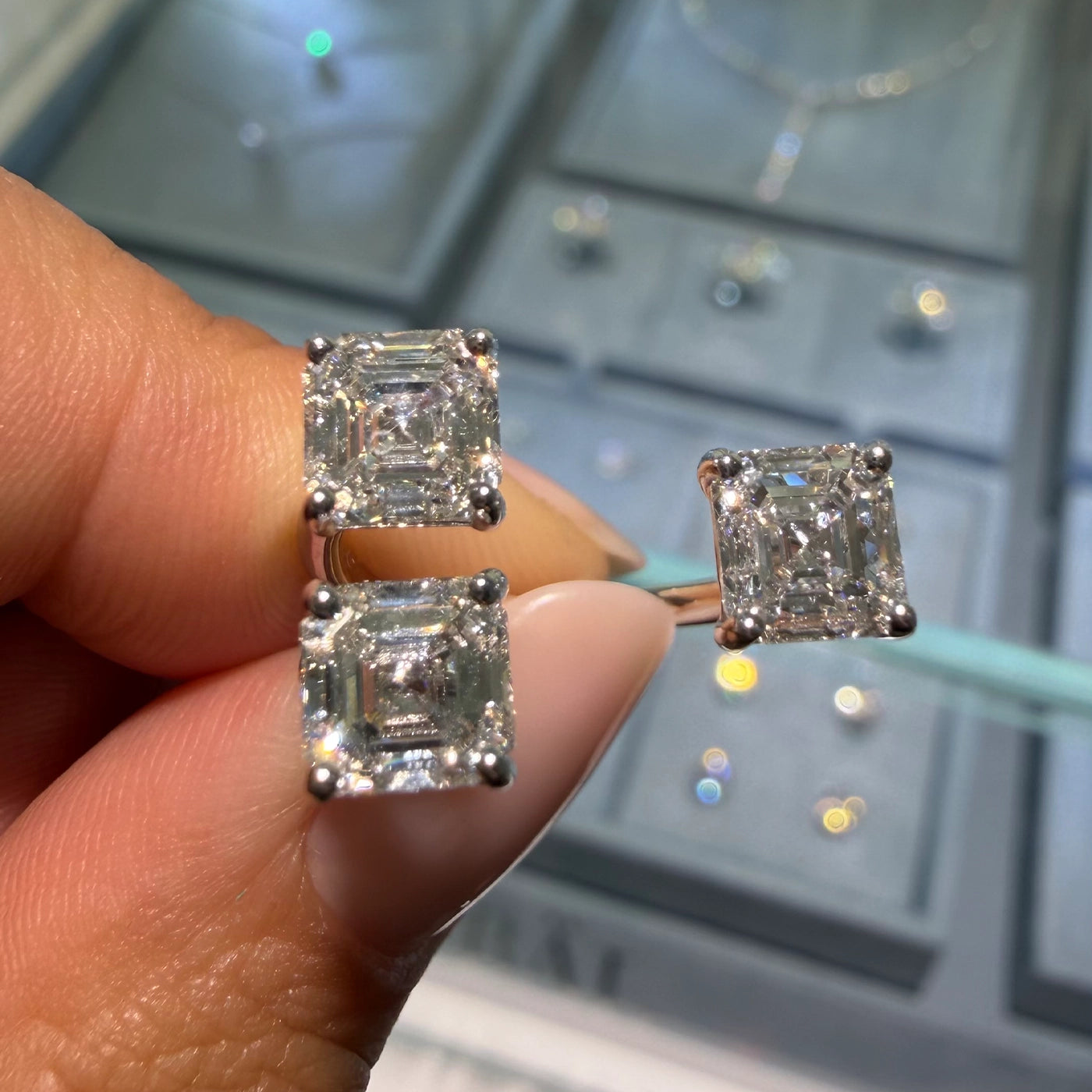 3.09ct Asscher Lab Diamonds Open Ring