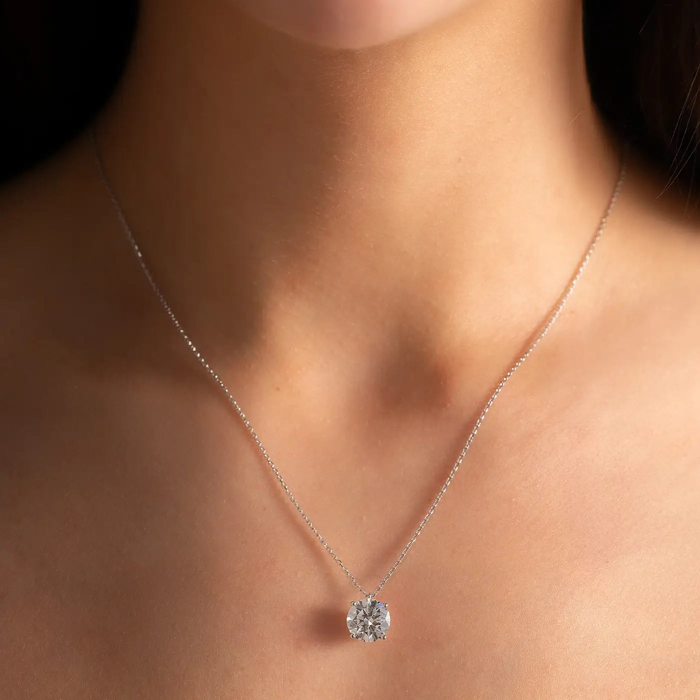 3ct Round Lab Diamond Solitaire Pendant