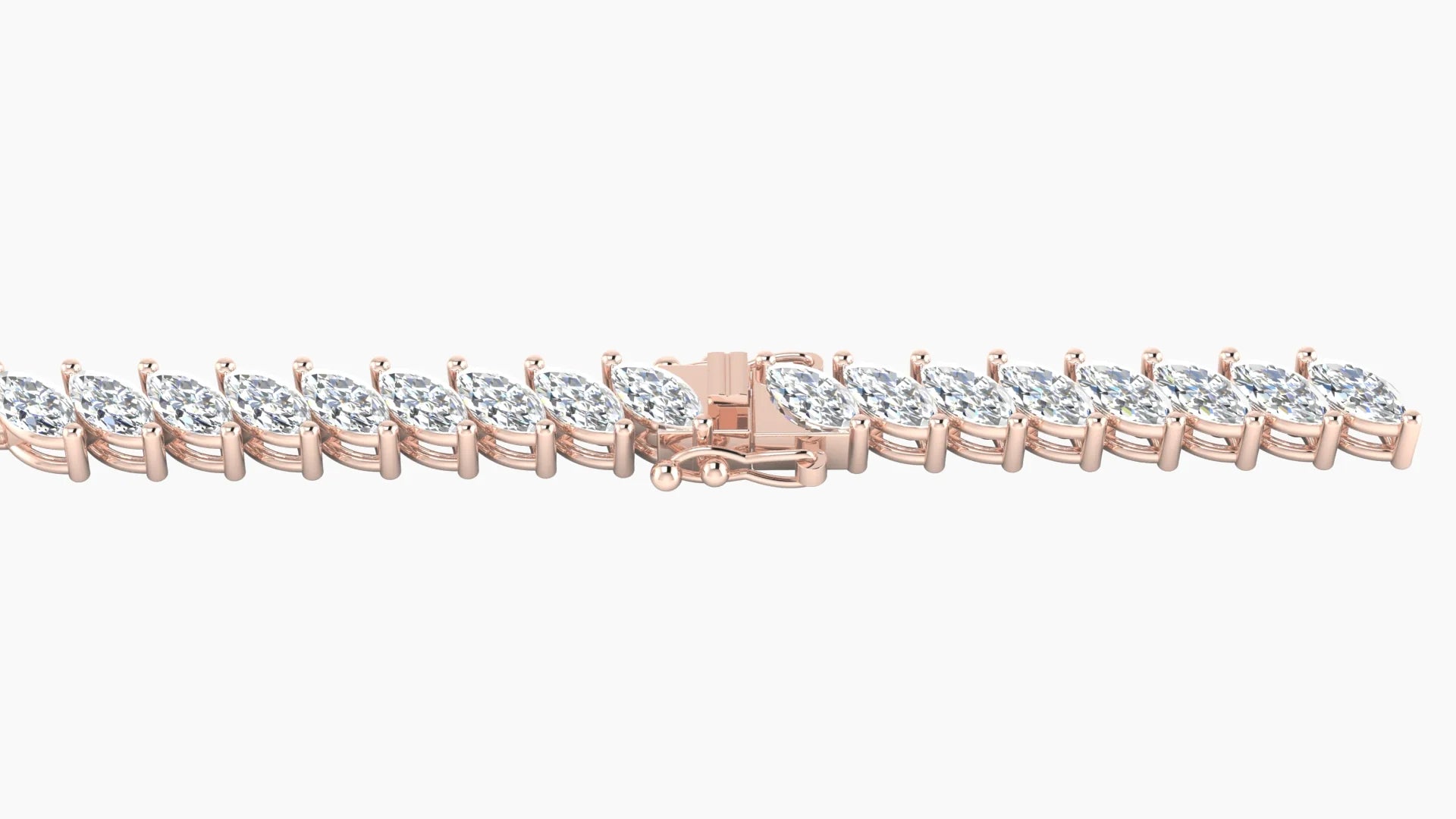 Angled Prong Setting | 18k Rose Gold 4 x 2 mm White Lab Diamond Marquise Tennis Bracelet