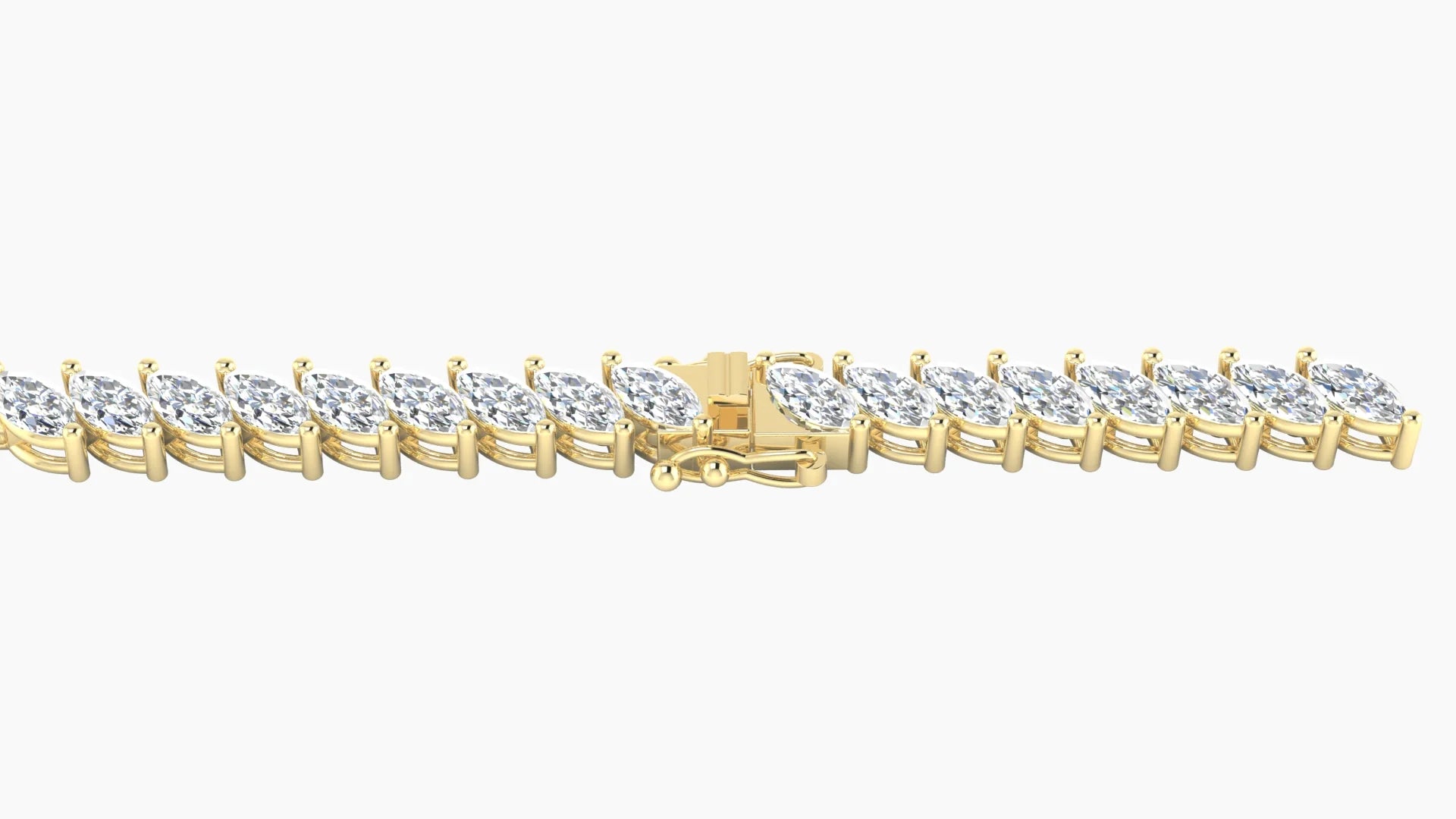 Angled Prong Setting | 18k Yellow Gold 4 x 2 mm White Lab Diamond Marquise Tennis Bracelet
