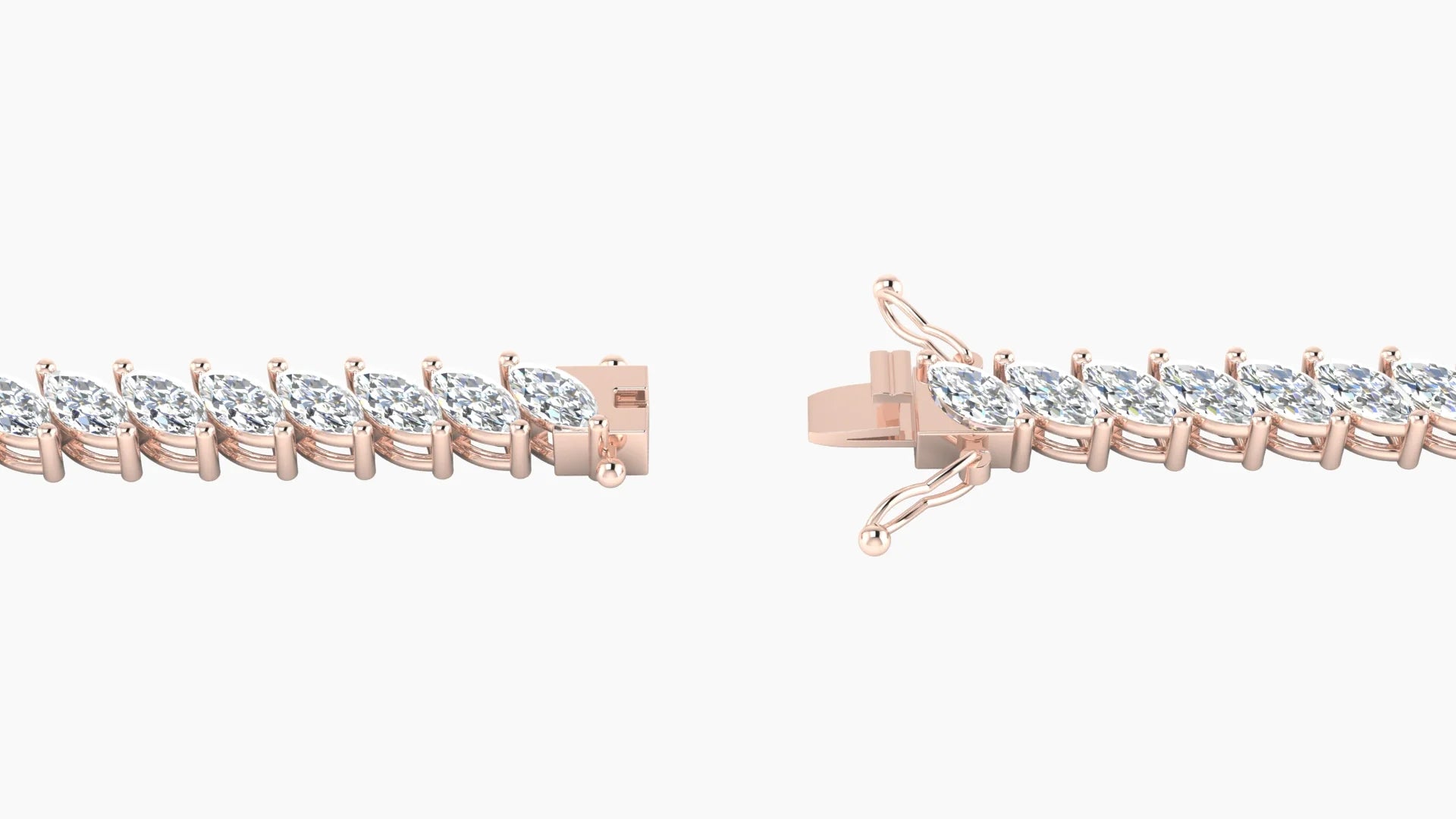 Angled Prong Setting | 18k Rose Gold 4 x 2 mm White Lab Diamond Marquise Tennis Bracelet