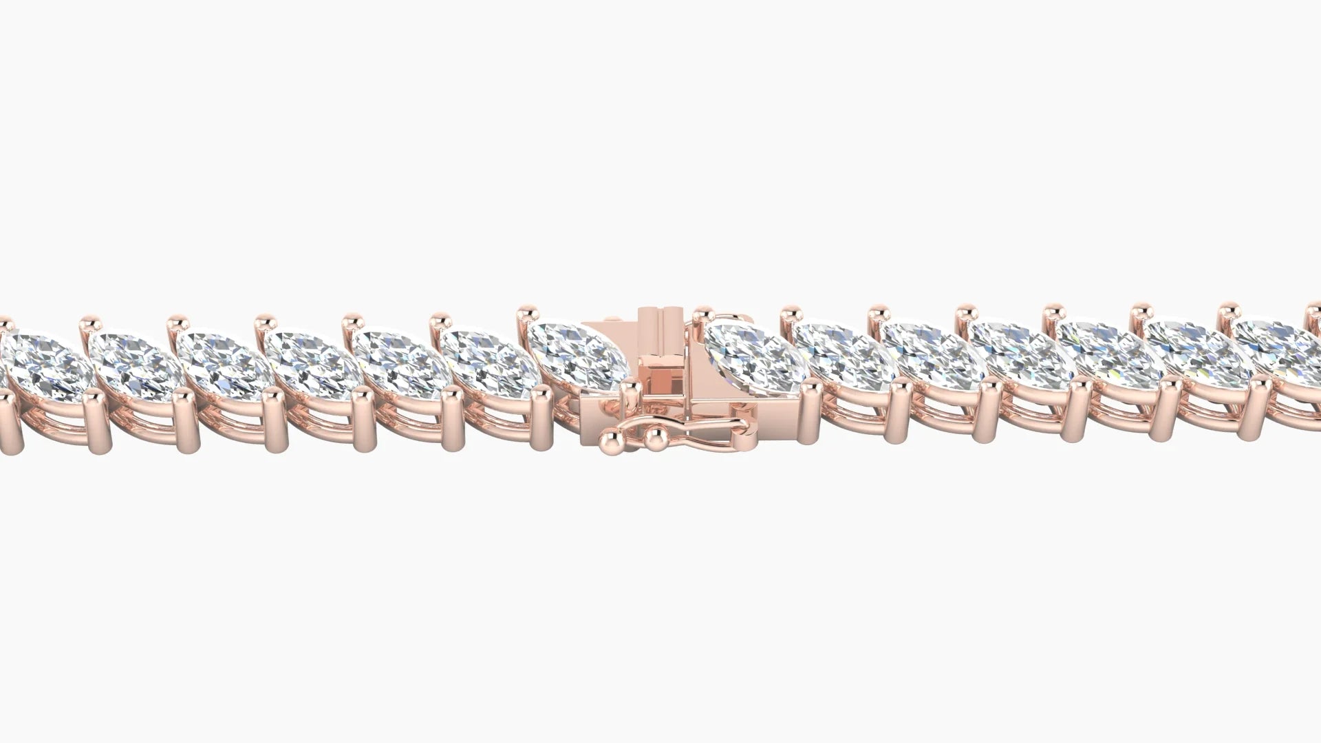Angled Prong Setting | 18k Rose Gold 5 x 2.5 mm White Lab Diamond Marquise Tennis Bracelet