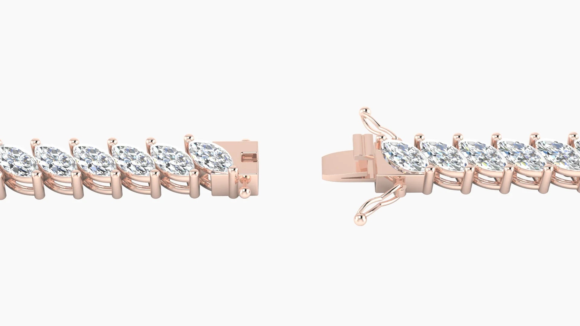 Angled Prong Setting | 18k Rose Gold 5 x 2.5 mm White Lab Diamond Marquise Tennis Bracelet