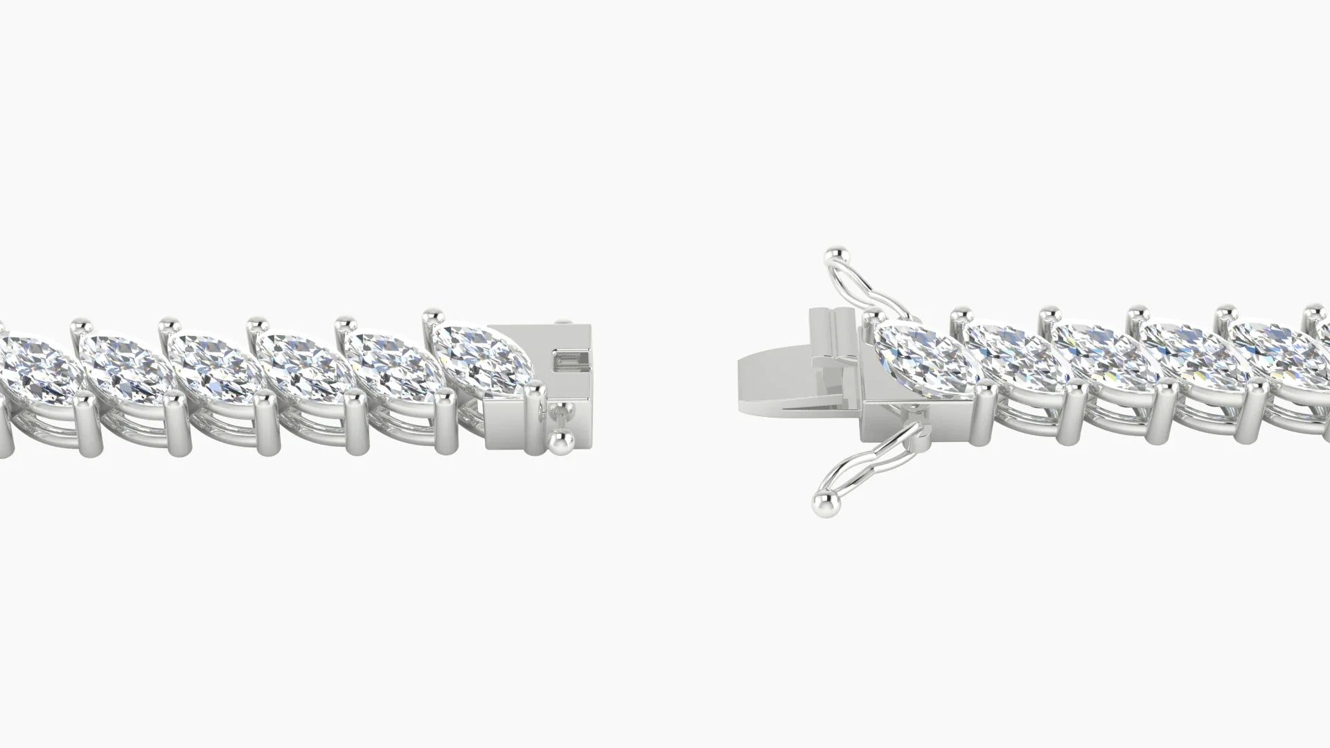 Angled Prong Setting | 18k White Gold 5 x 2.5 mm White Lab Diamond Marquise Tennis Bracelet