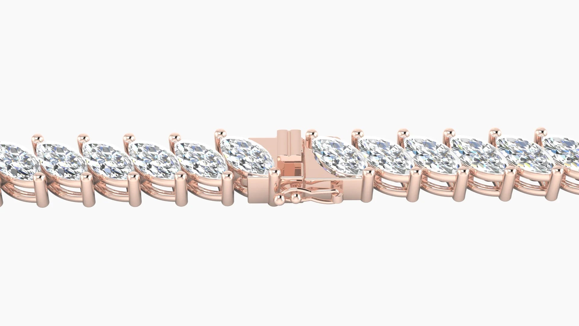 Angled Prong Setting | 18k Rose Gold 6 x 3 mm White Lab Diamond Marquise Tennis Bracelet