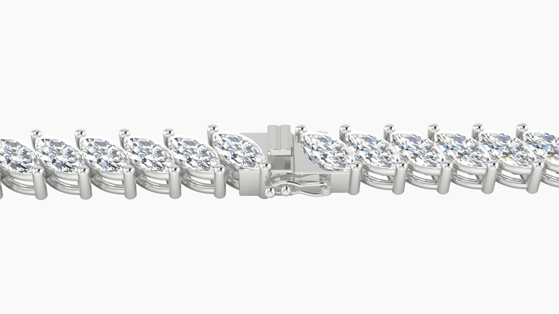 Angled Prong Setting | 18k White Gold 6 x 3 mm White Lab Diamond Marquise Tennis Bracelet