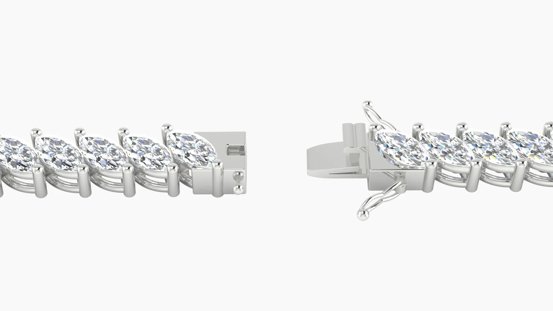 Angled Prong Setting | 18k White Gold 6 x 3 mm White Lab Diamond Marquise Tennis Bracelet