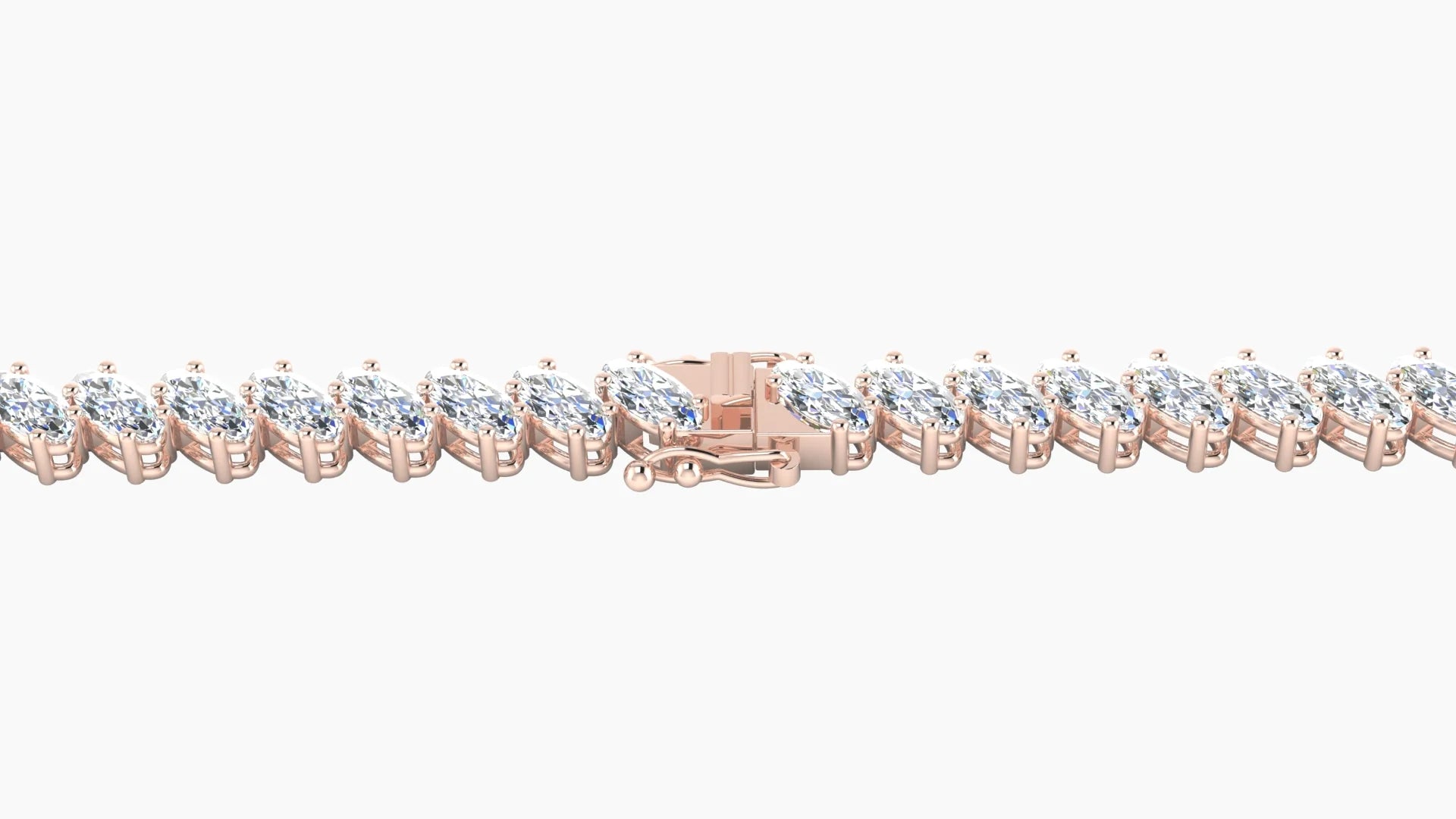 Angled Prong Setting | 18k Rose Gold 4 x 2 mm White Lab Diamond Oval Tennis Bracelet