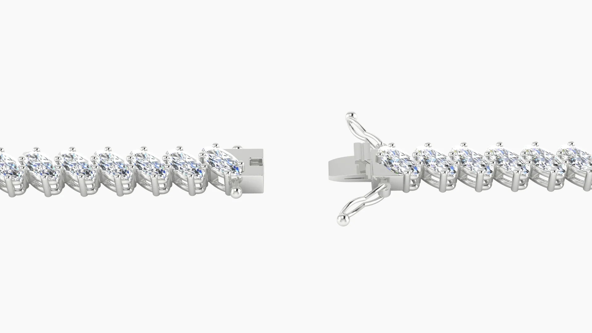 Angled Prong Setting | 18k White Gold 4 x 2 mm White Lab Diamond Oval Tennis Bracelet