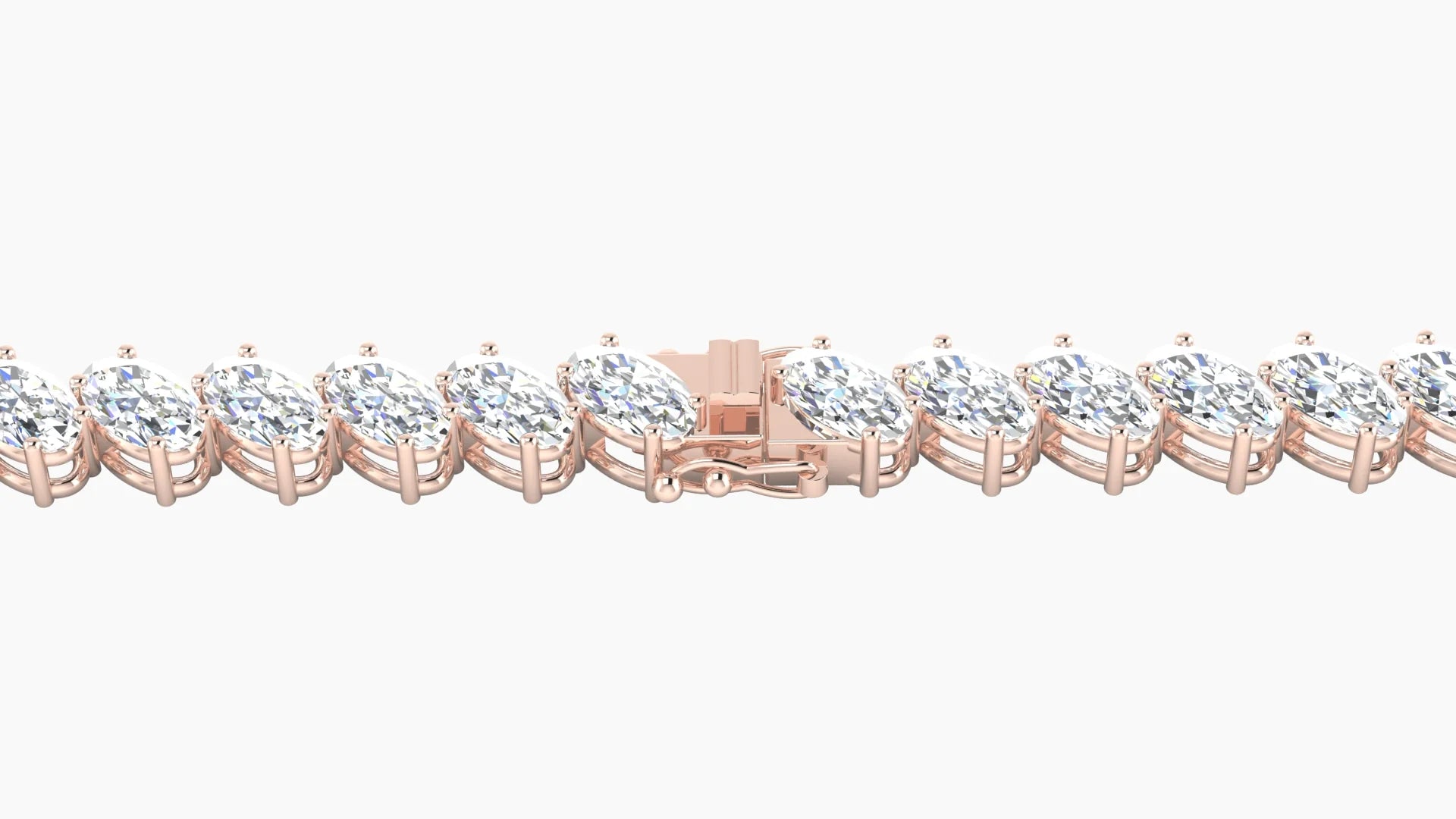 Angled Prong Setting | 18k Rose Gold 5 x 3 mm White Lab Diamond Oval Tennis Bracelet