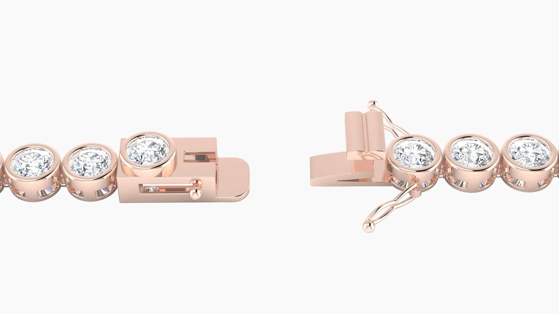 Bezel Setting | 18k Rose Gold 3.4 mm White Lab Diamond Round Tennis Bracelet